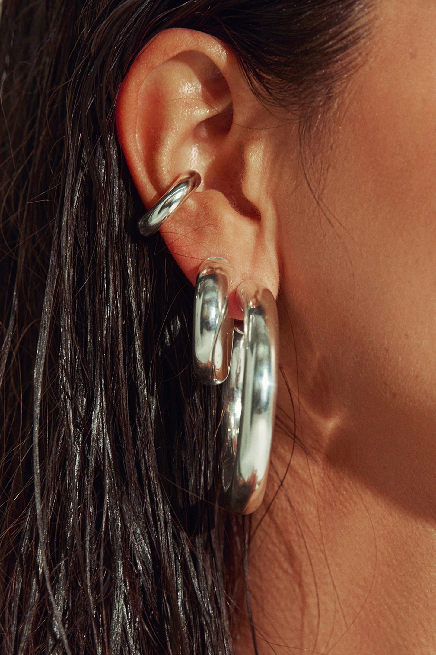 Silver Medium Hoops
