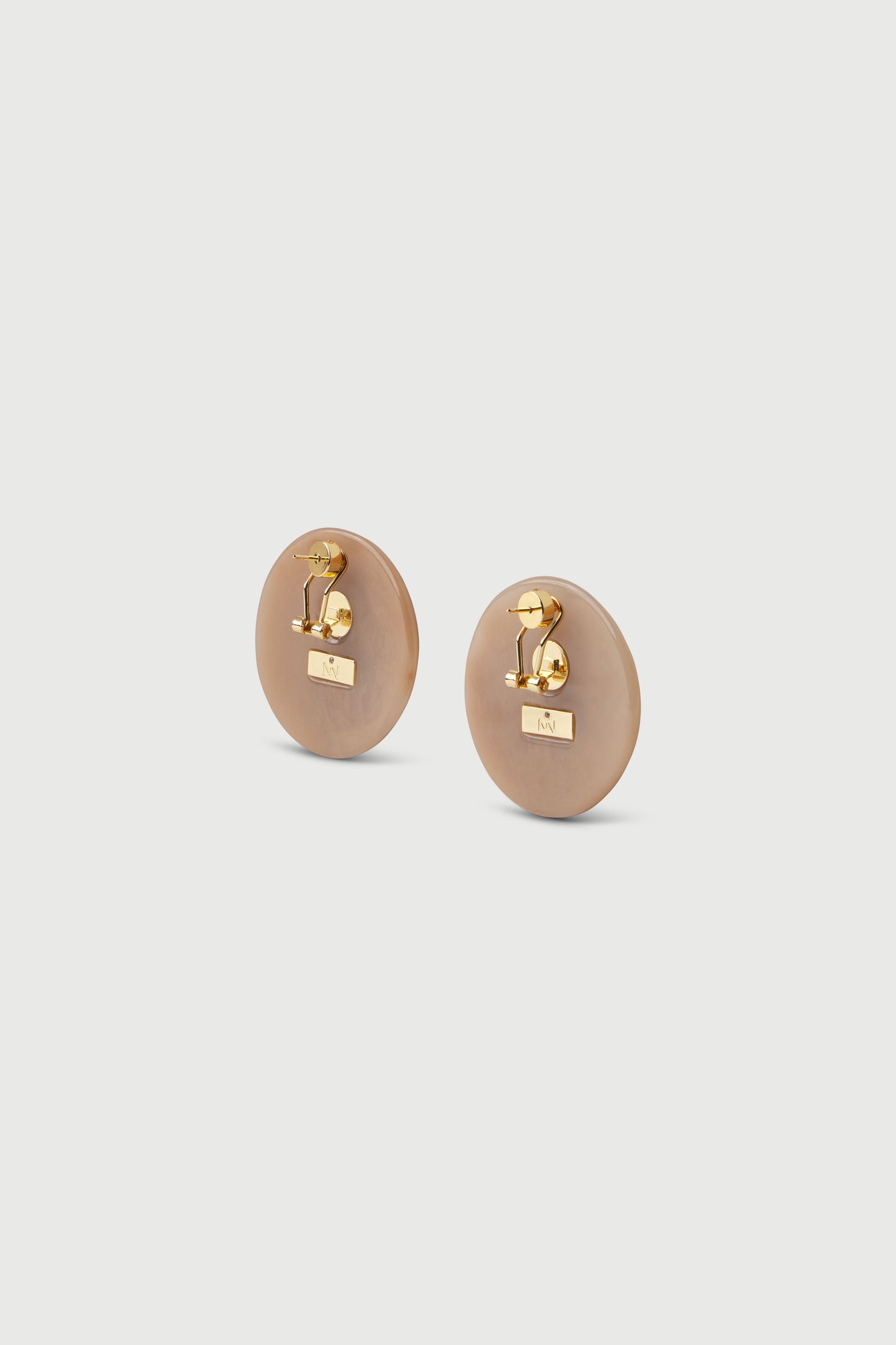 Nude Resin Round Earrings