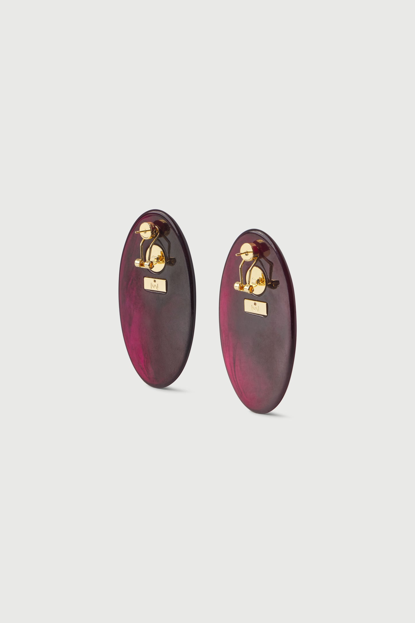 Dark Plum Resin Oval Earrings