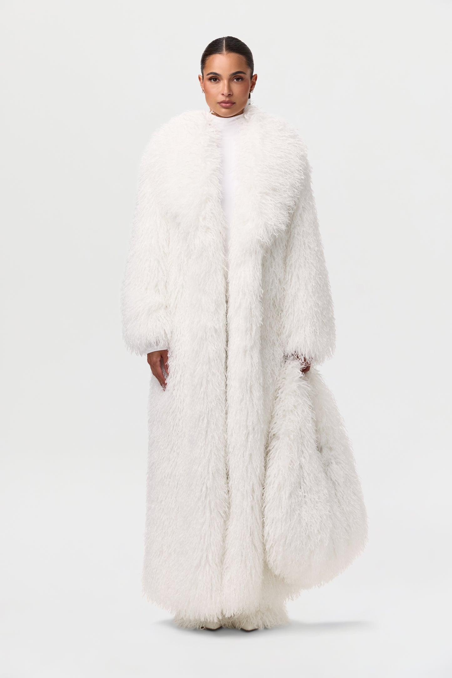 Faux Fur Plush Long Coat