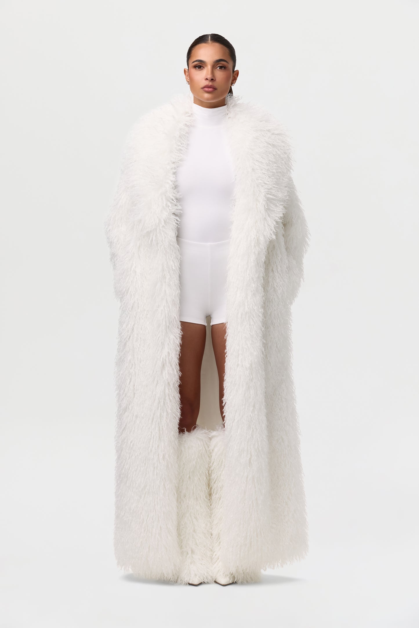 Faux Fur Plush Long Coat