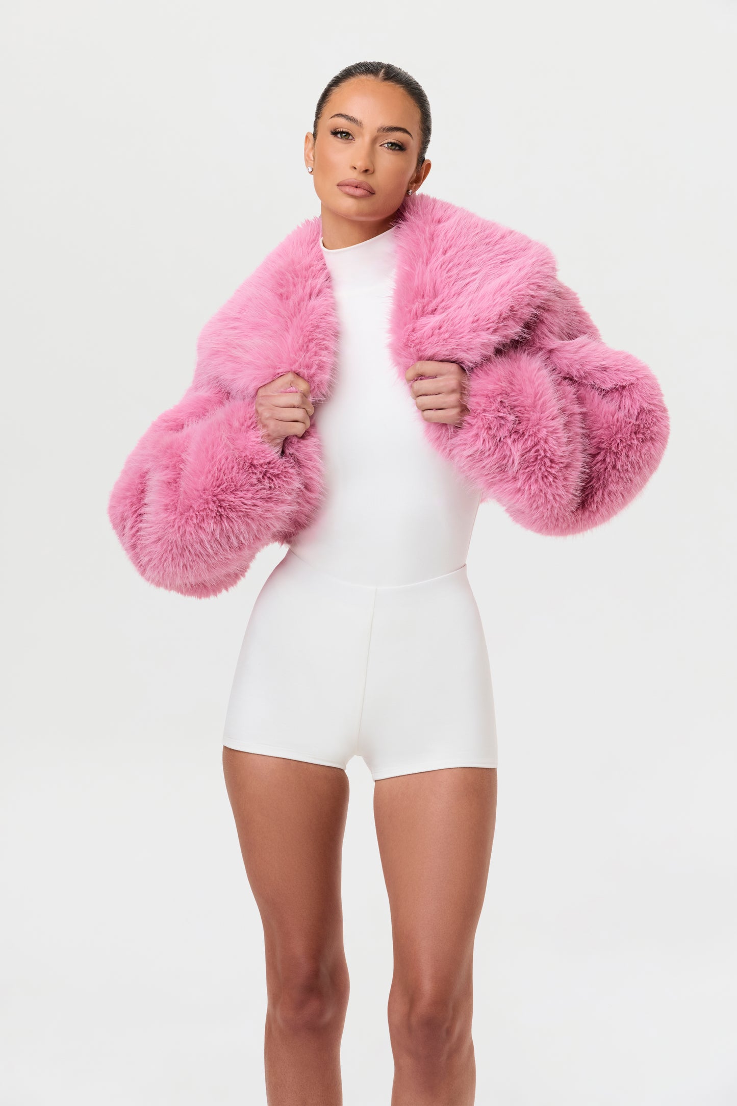 Faux Fur Plush Cropped Jacket