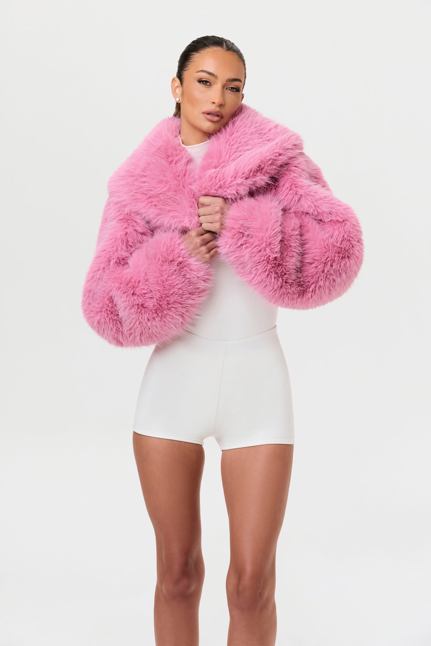 Faux Fur Plush Cropped Jacket