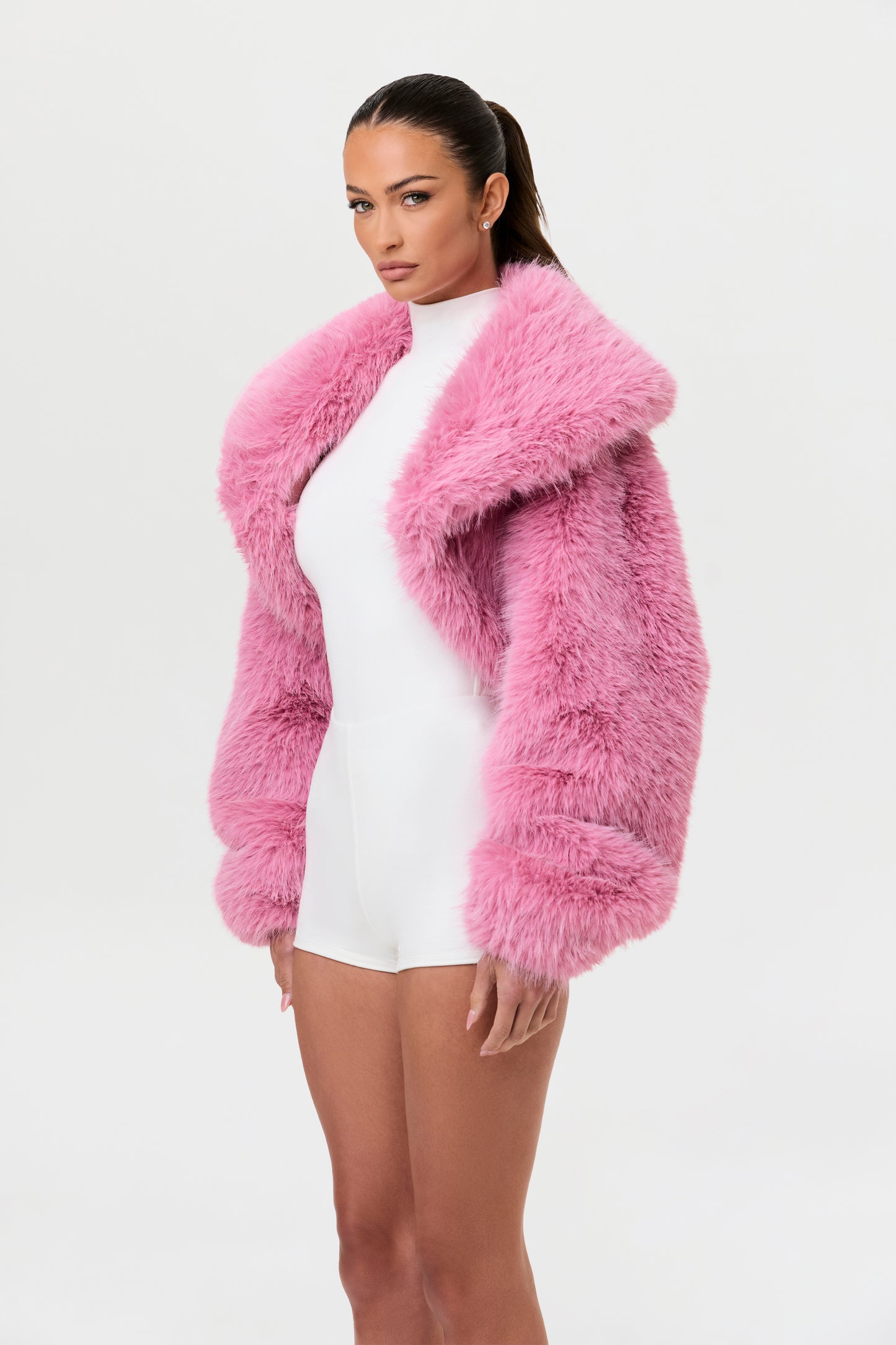 Faux Fur Plush Cropped Jacket
