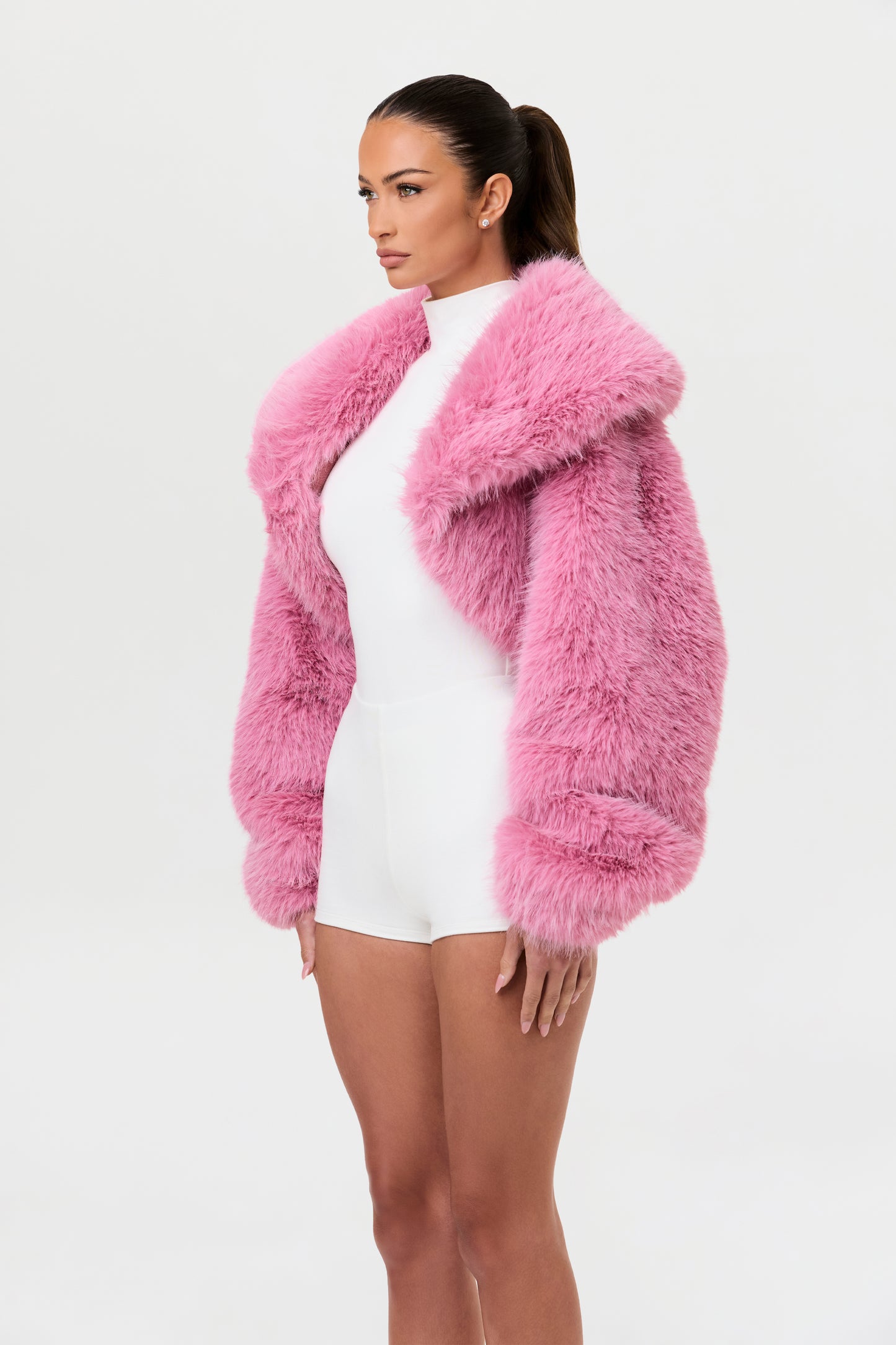 Faux Fur Plush Cropped Jacket