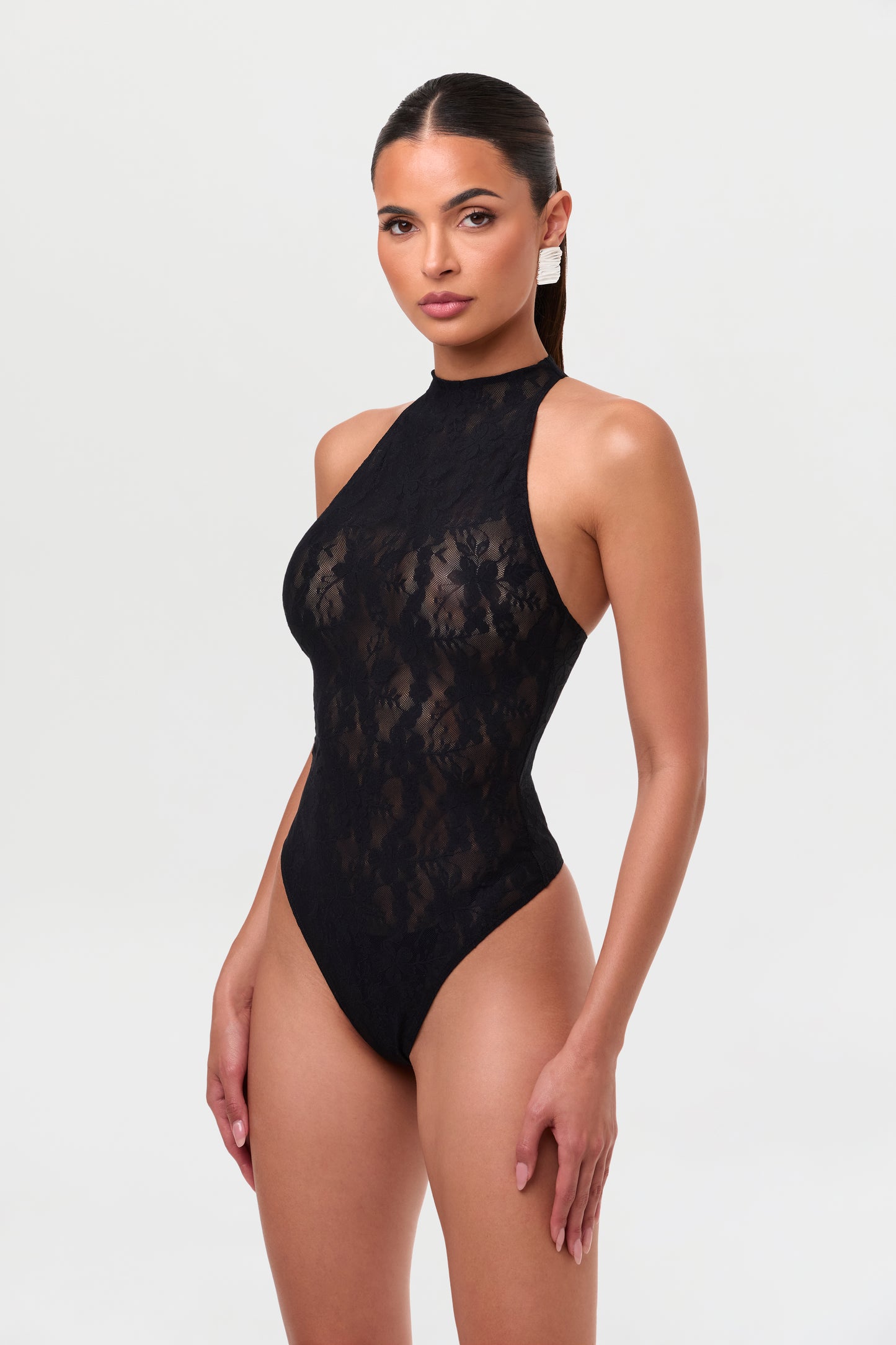 Lace Halter Open Back Dress