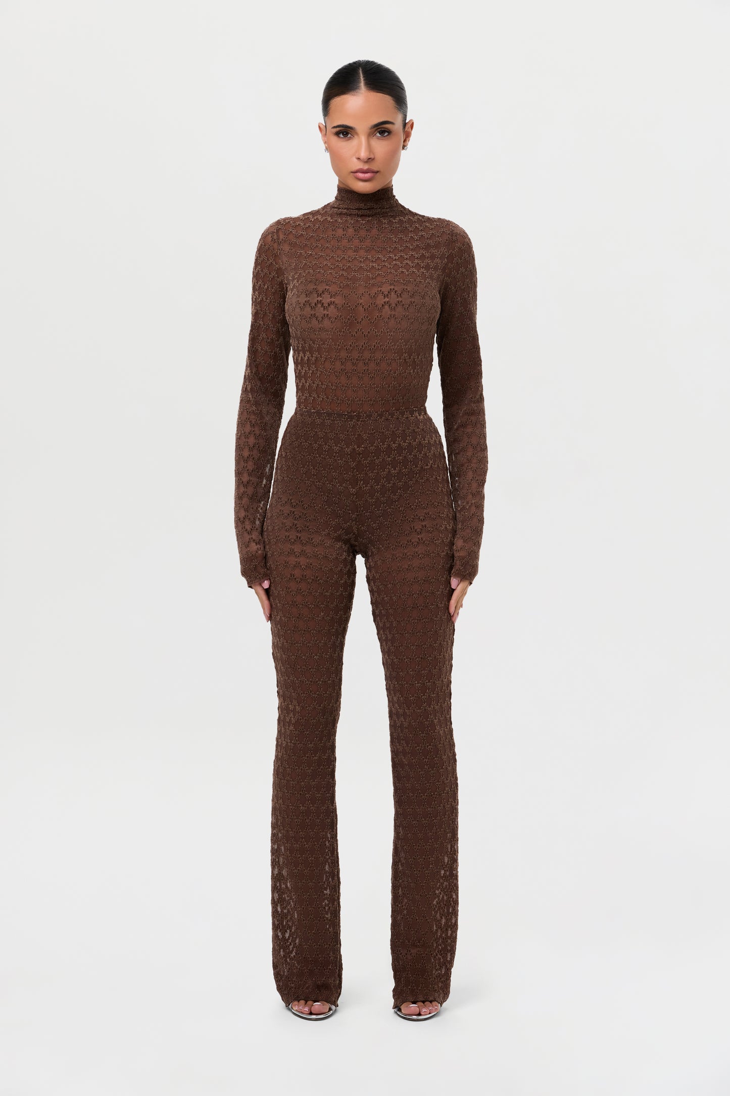 Velvet Mesh Chevron Bodysuit