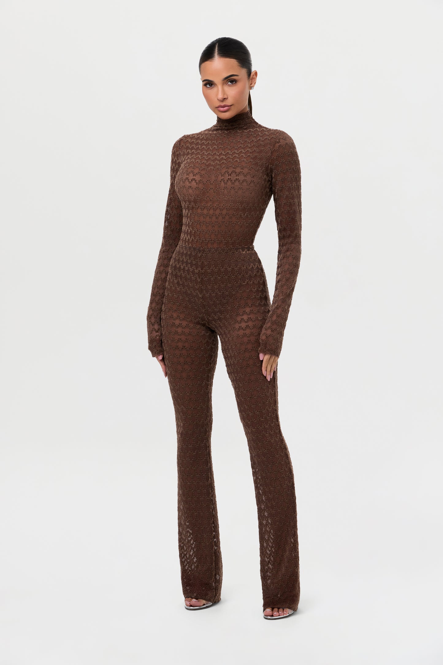 Velvet Mesh Chevron Bodysuit