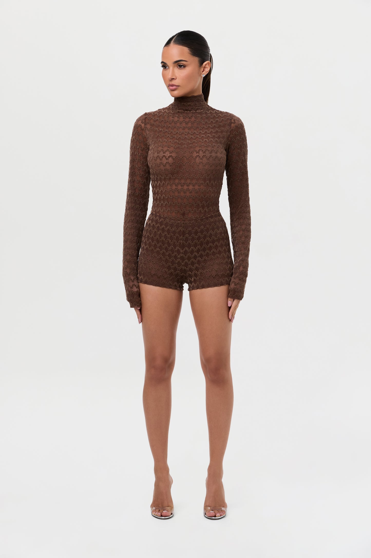 Velvet Mesh Chevron Hot Pants