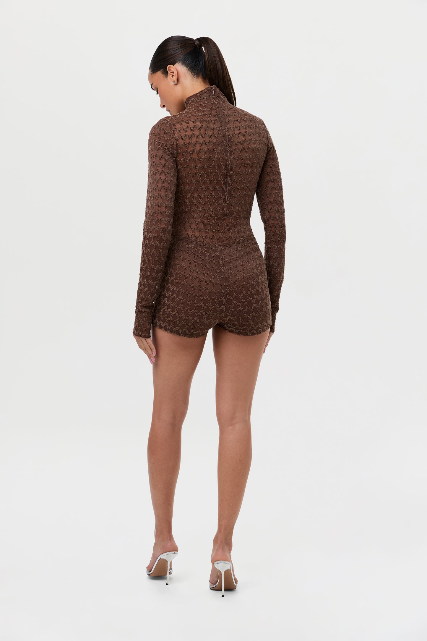 Velvet Mesh Chevron Hot Pants