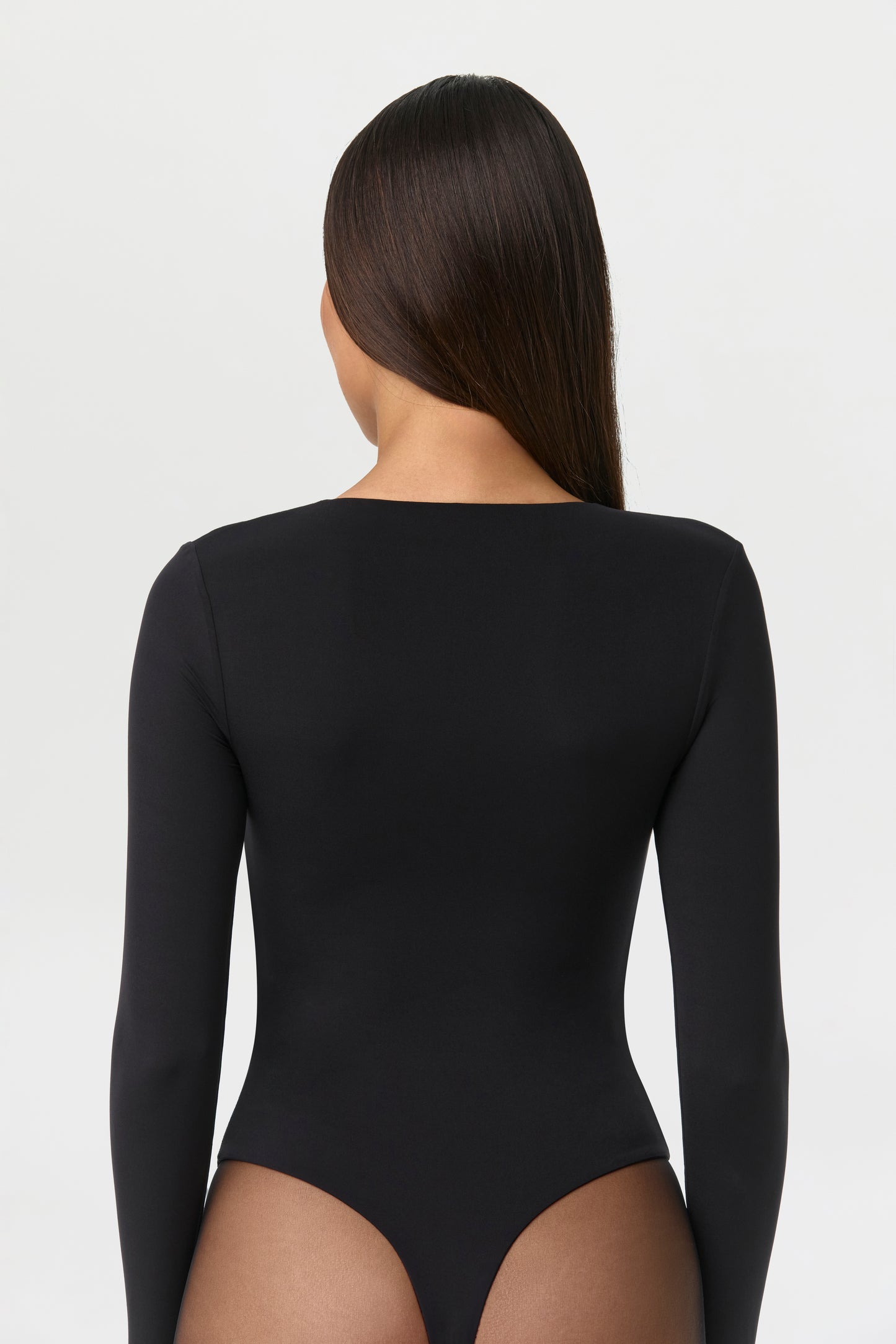 Naked Plunge Lace-Up Bodysuit