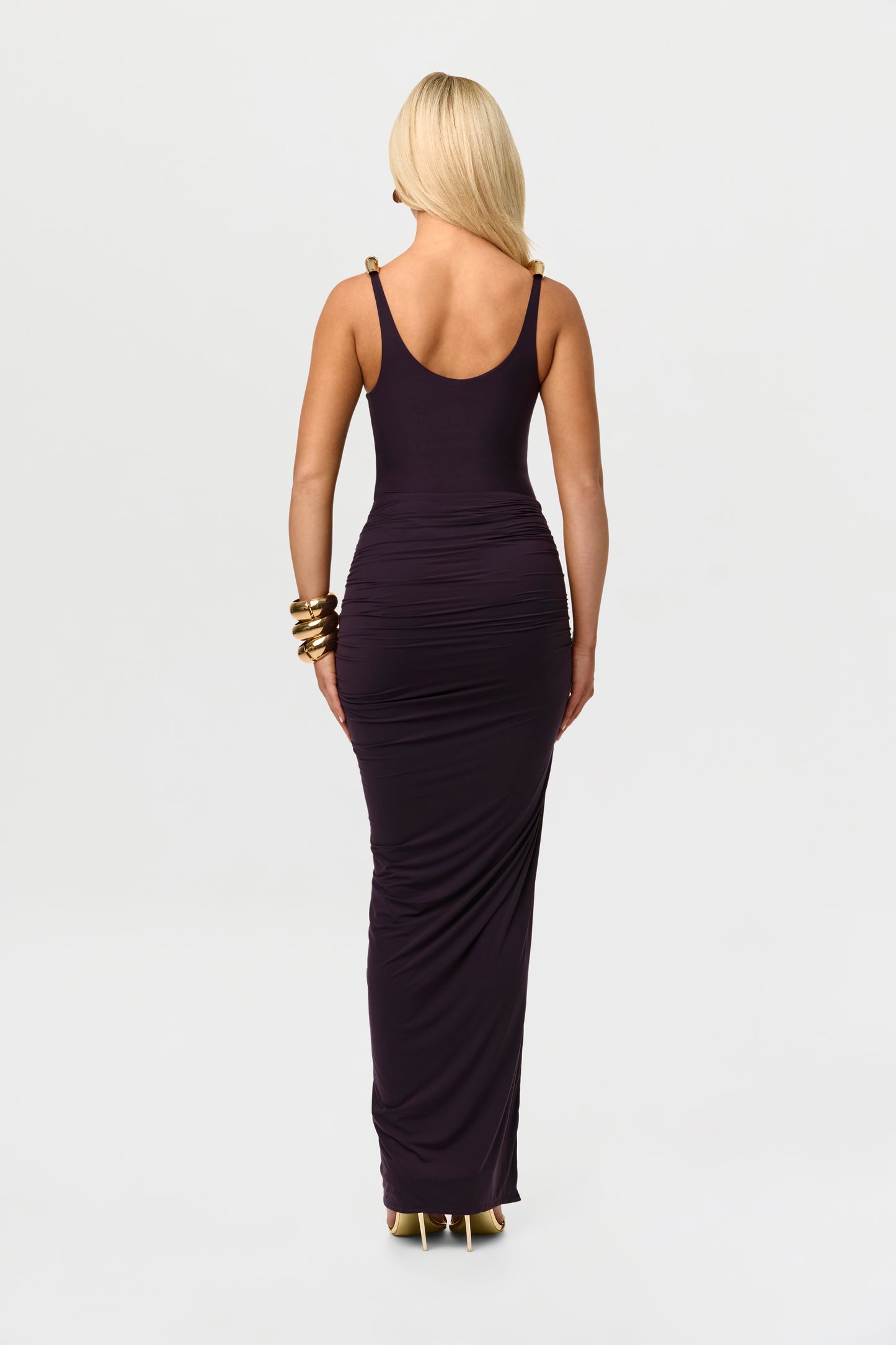 Naked Ruched Drape Maxi Skirt