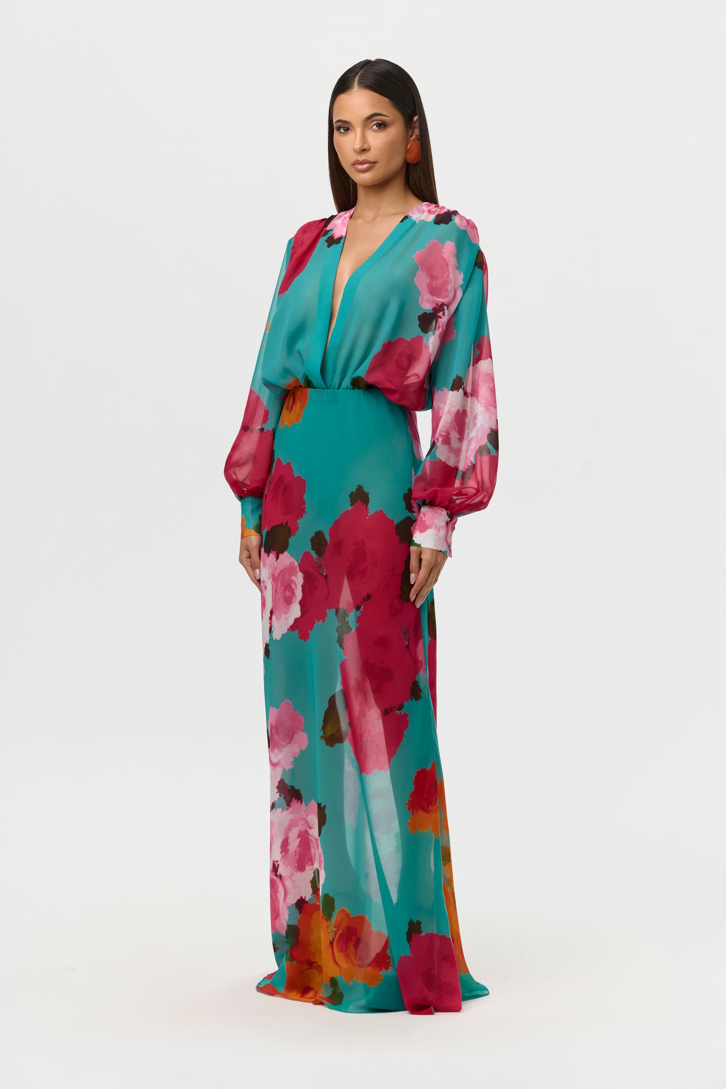 Flora Spritz Chiffon Floral Blouse Bodysuit