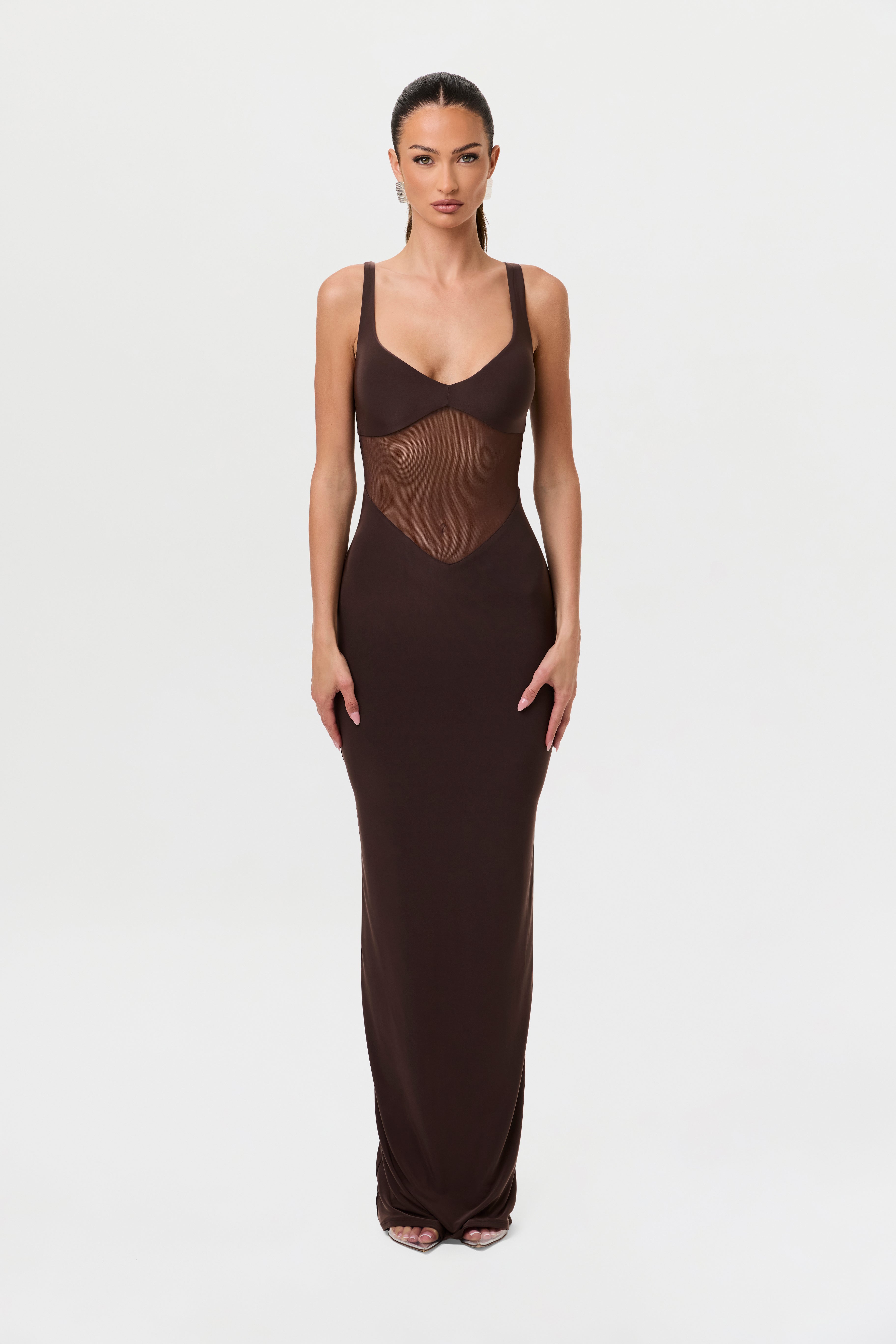 Hourglass Mesh Contrast Dress Naked Wardrobe Hourglass Mesh Contrast Dress Naked Wardrobe