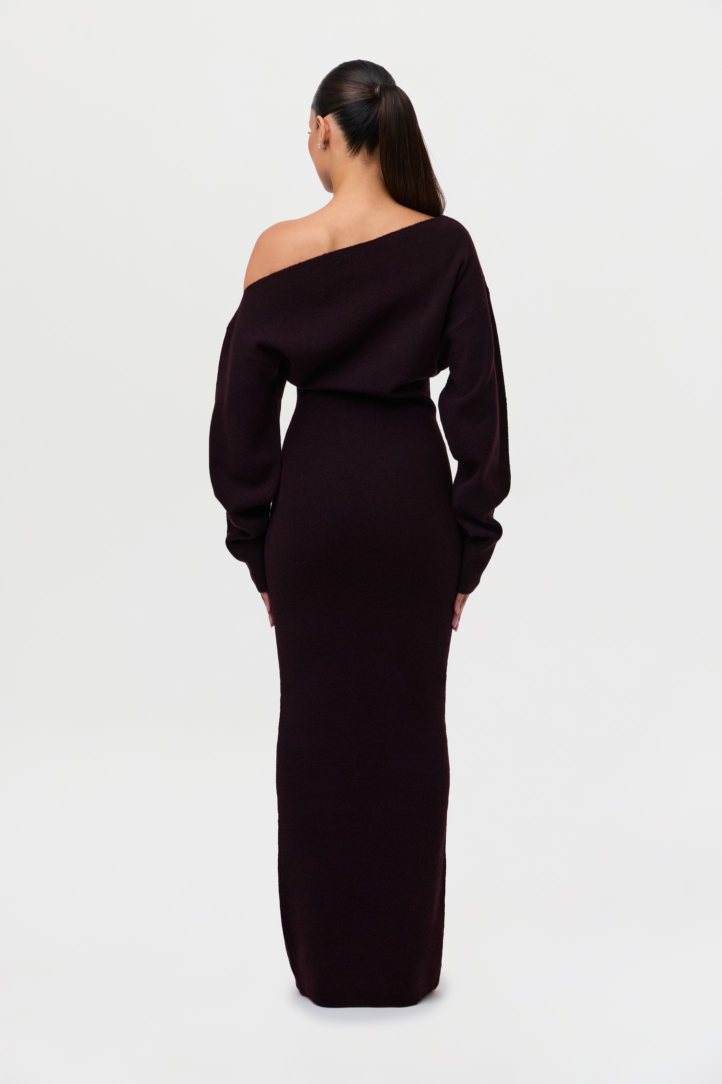 Knit Off-Shoulder Sweater Maxi Dress