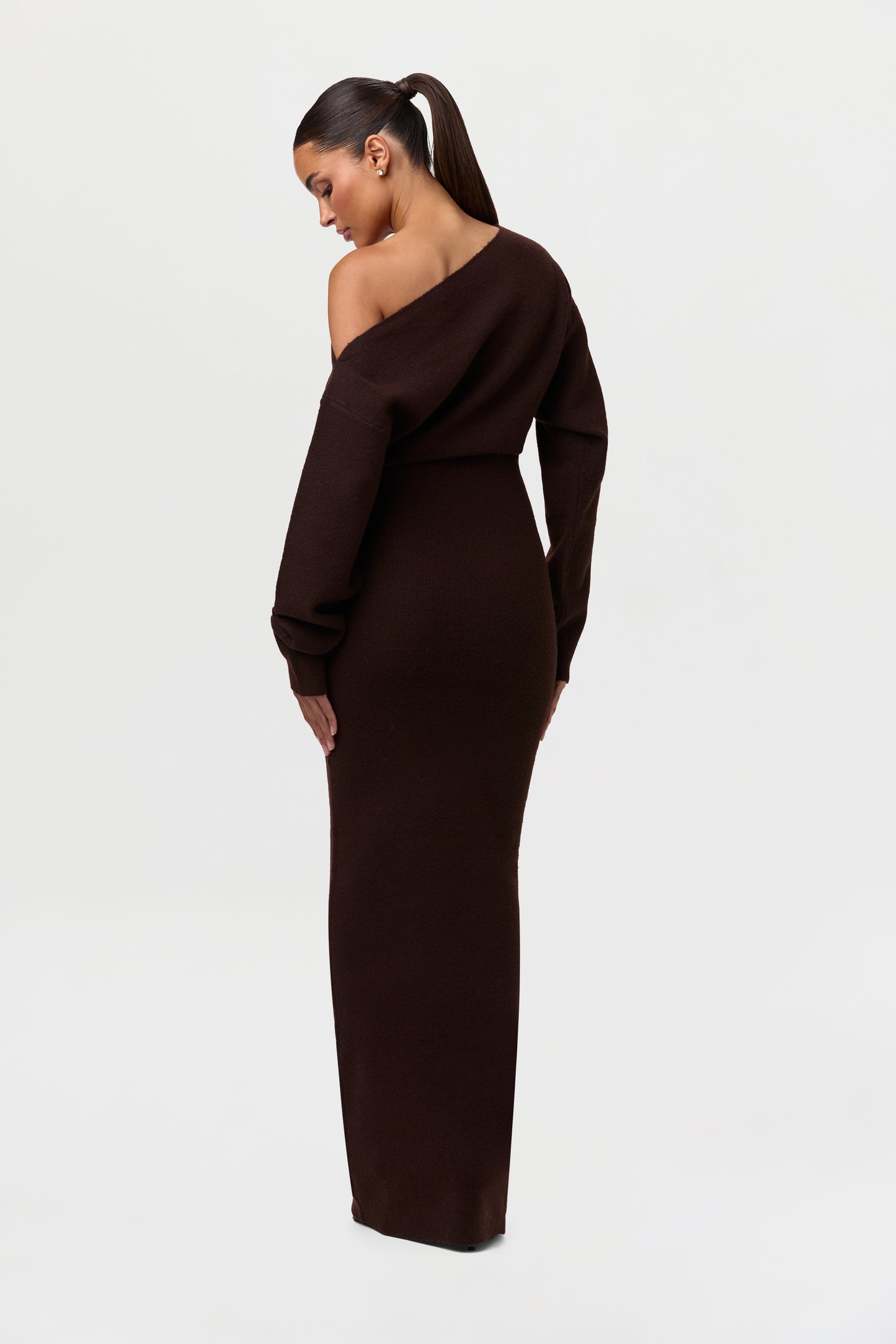 Knit Off-Shoulder Sweater Maxi Dress