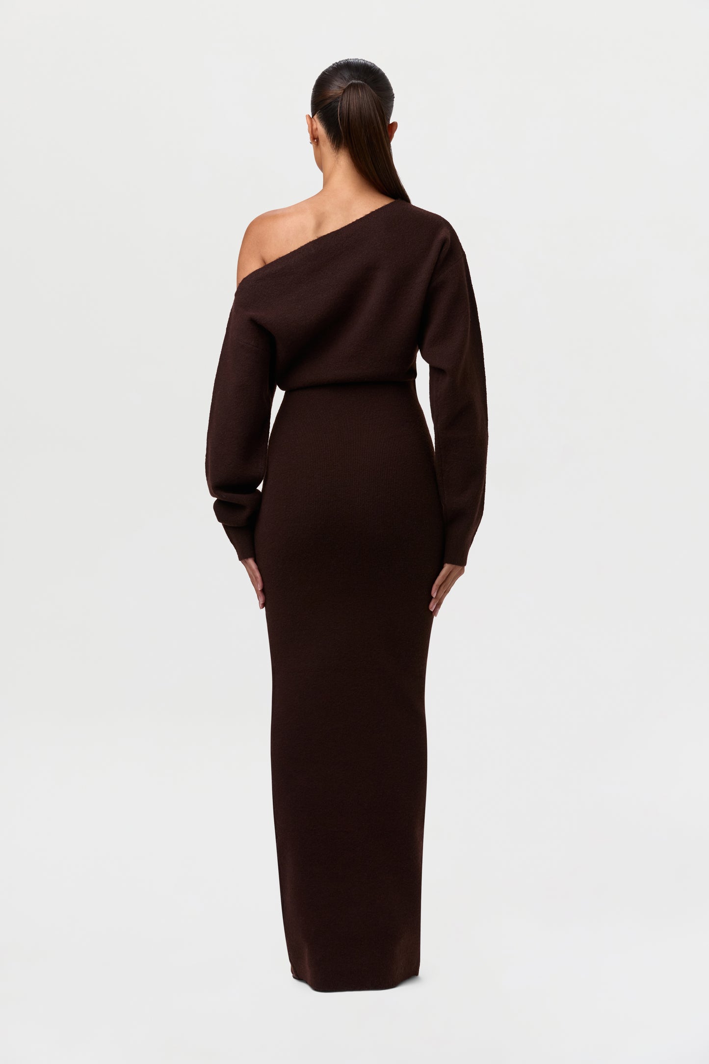 Knit Off-Shoulder Sweater Maxi Dress