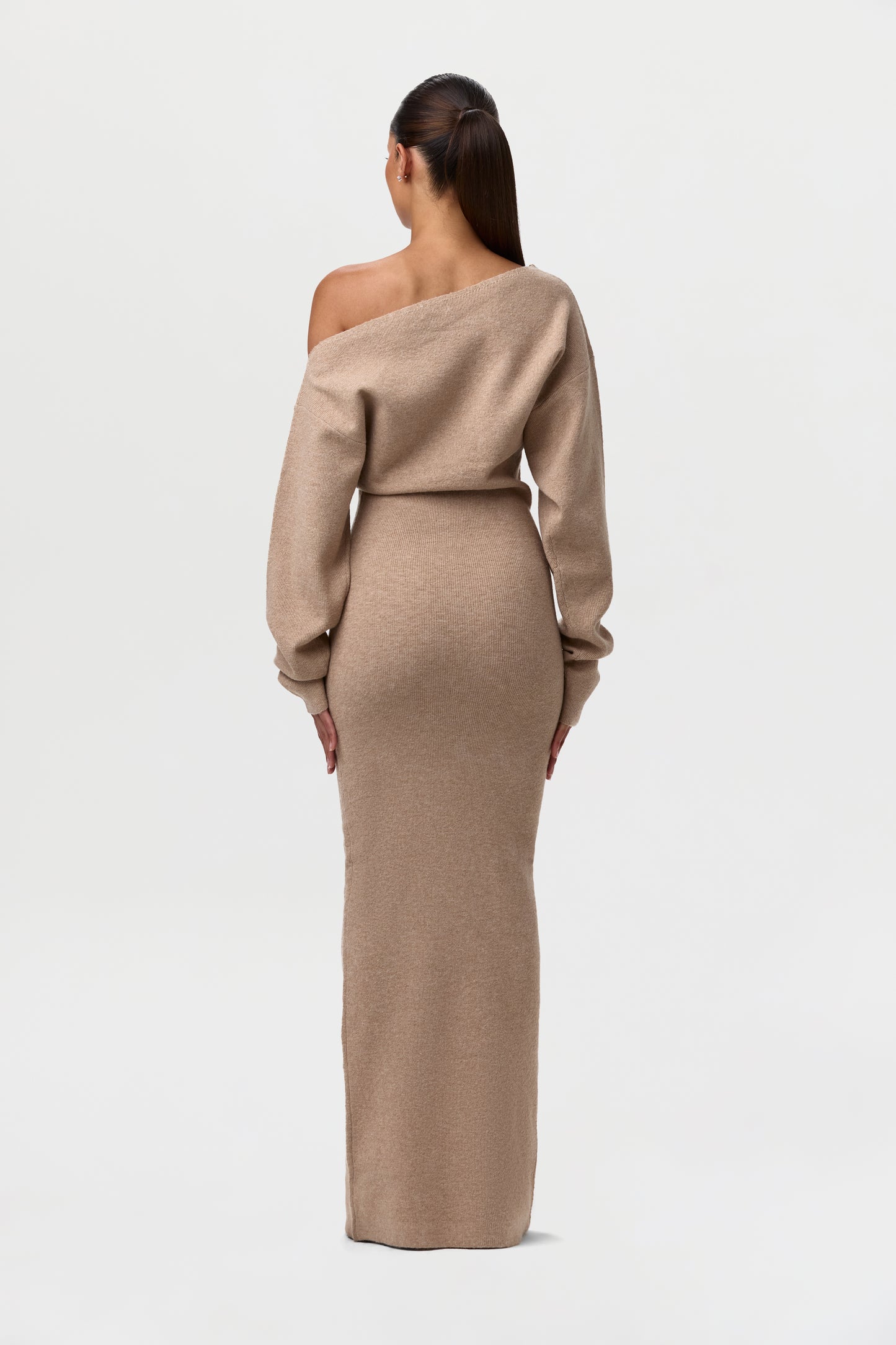 Knit Off-Shoulder Sweater Maxi Dress