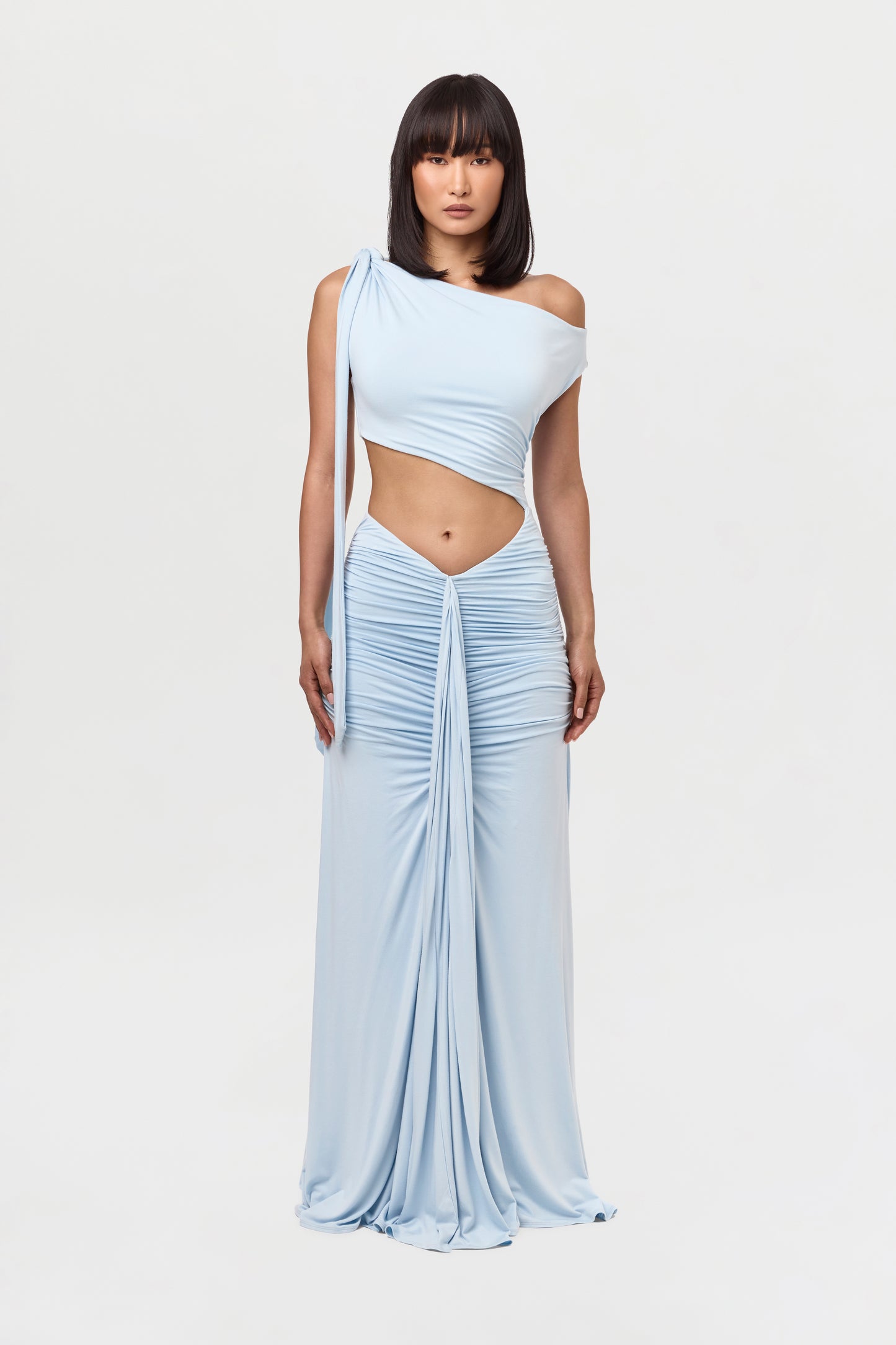 Smooth Off-Shoulder Asymmetric Dress