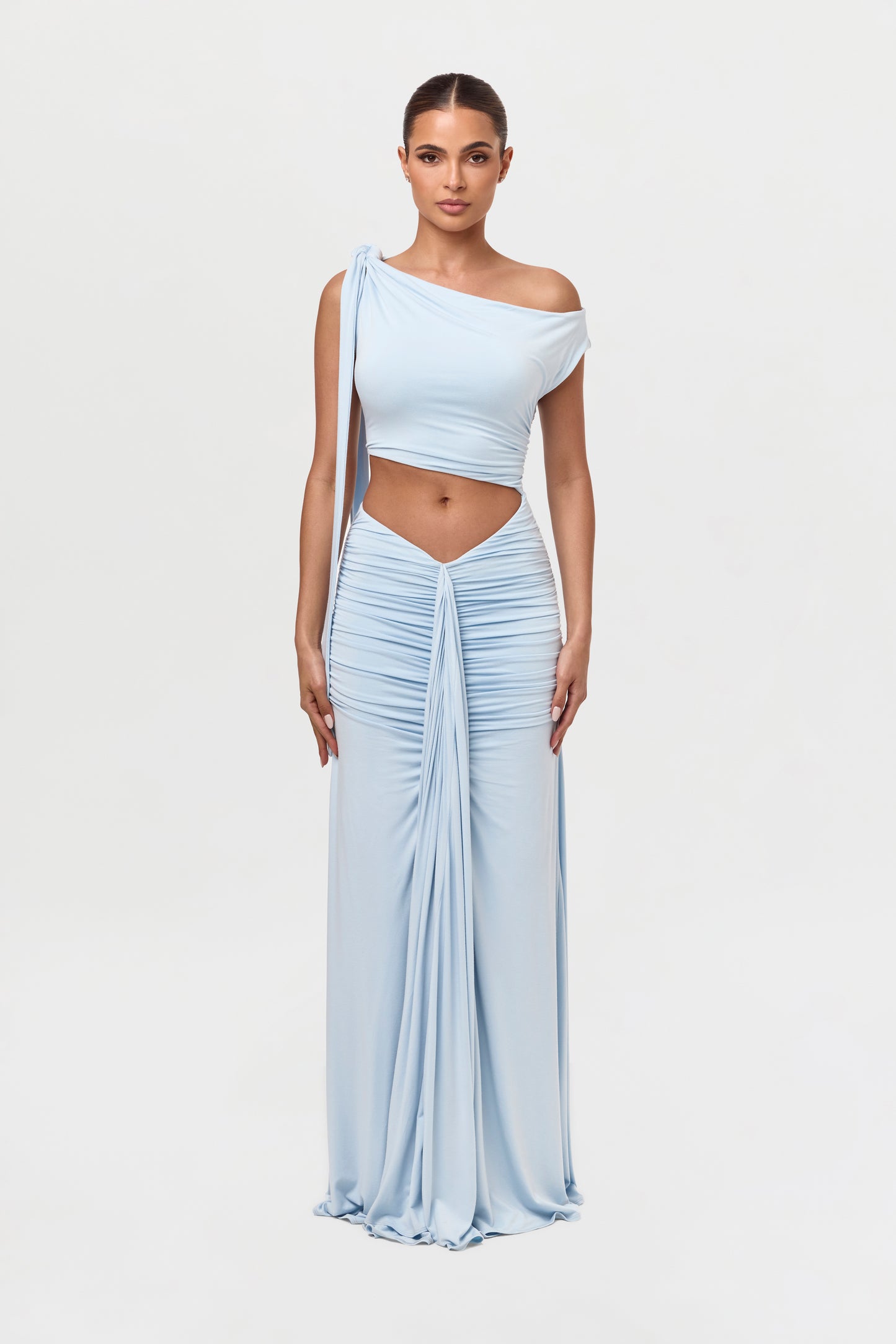 Smooth Off-Shoulder Asymmetric Dress