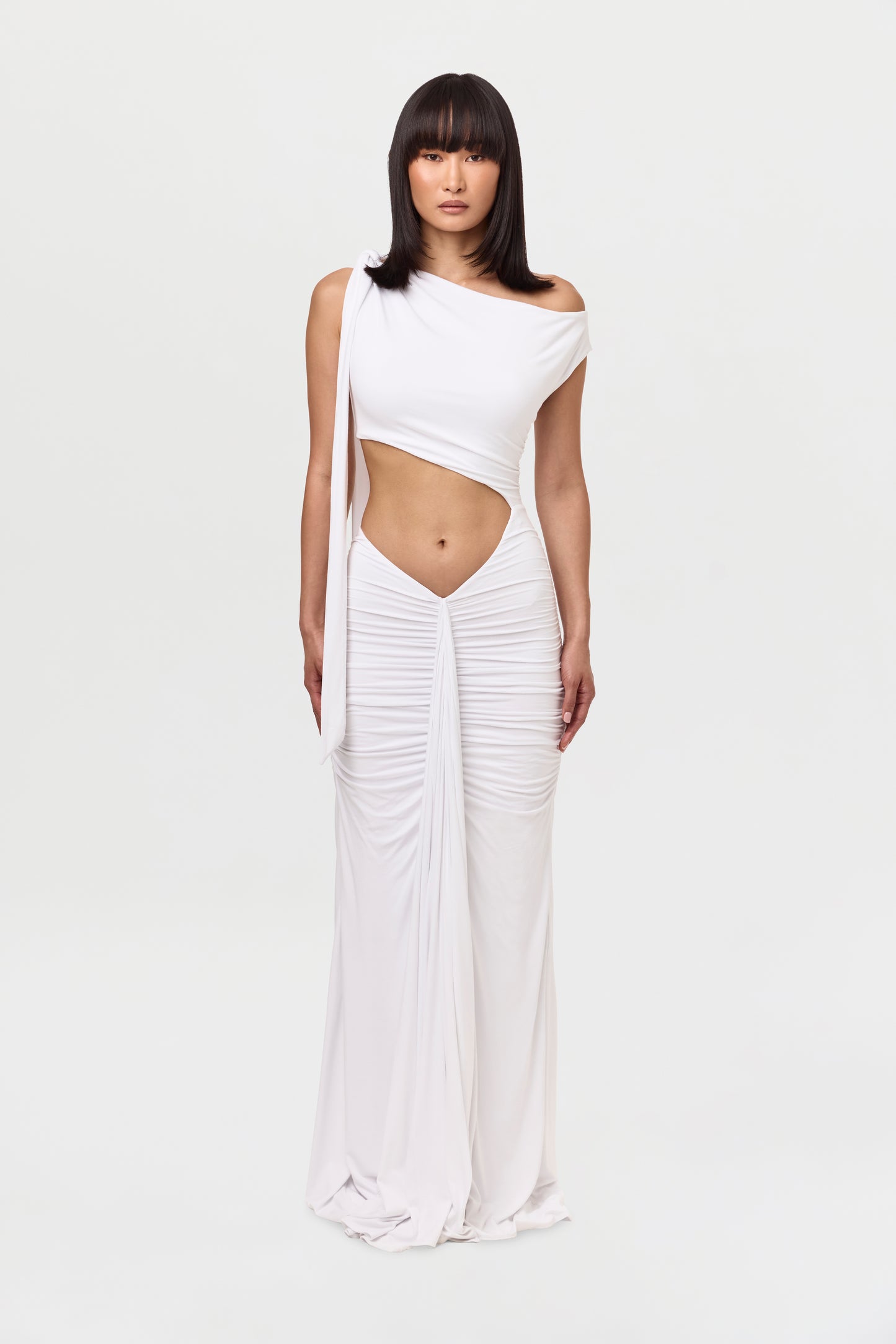 Smooth Off-Shoulder Asymmetric Dress