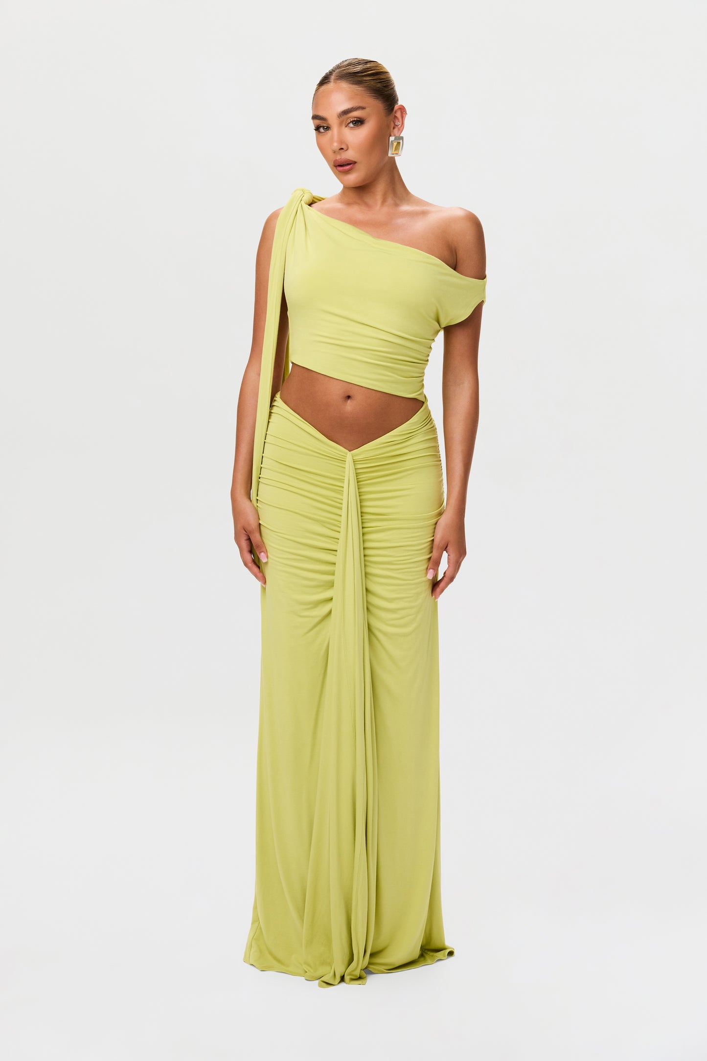 Smooth Off-Shoulder Asymmetric Dress