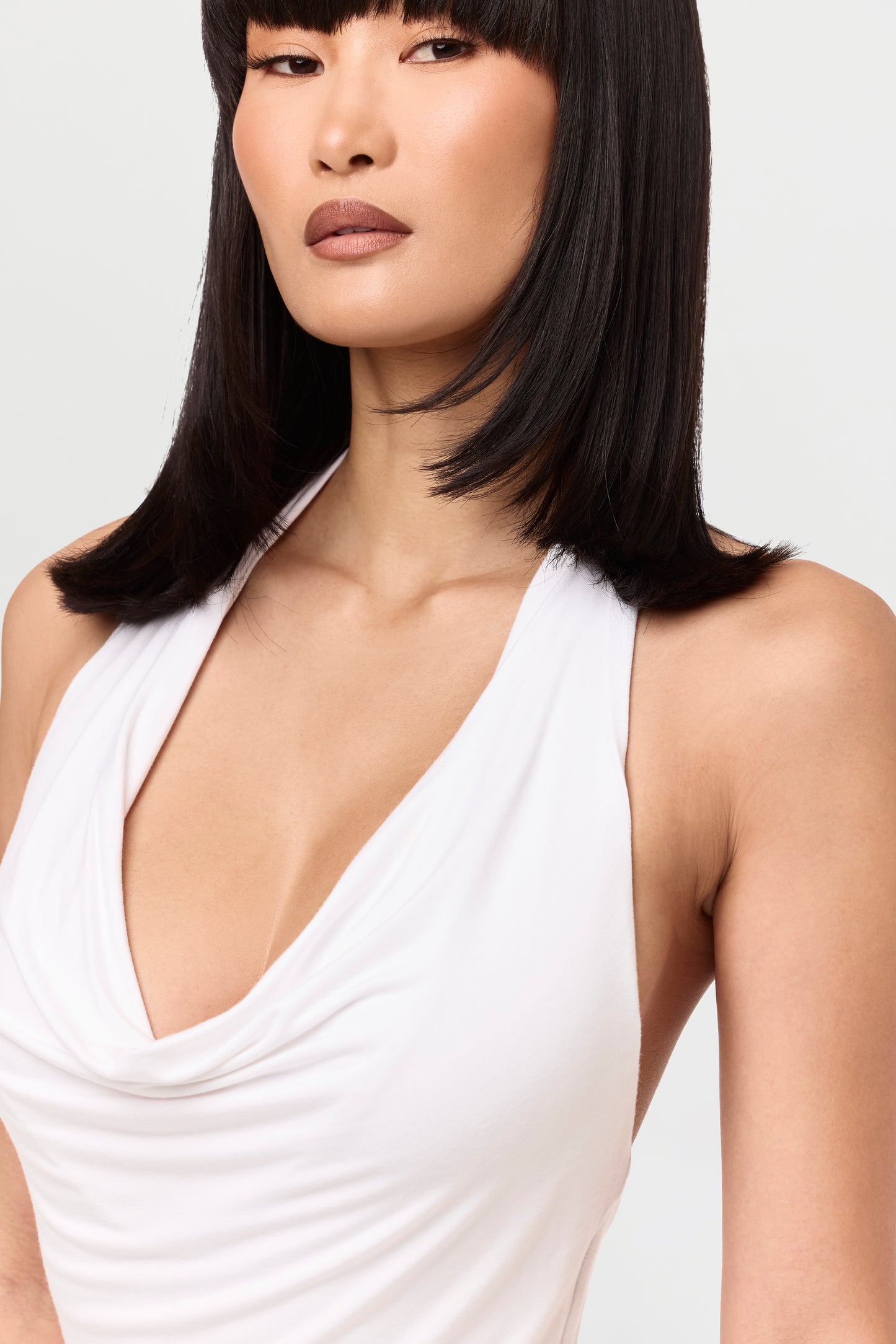 Smooth Halter Cowl Maxi Dress