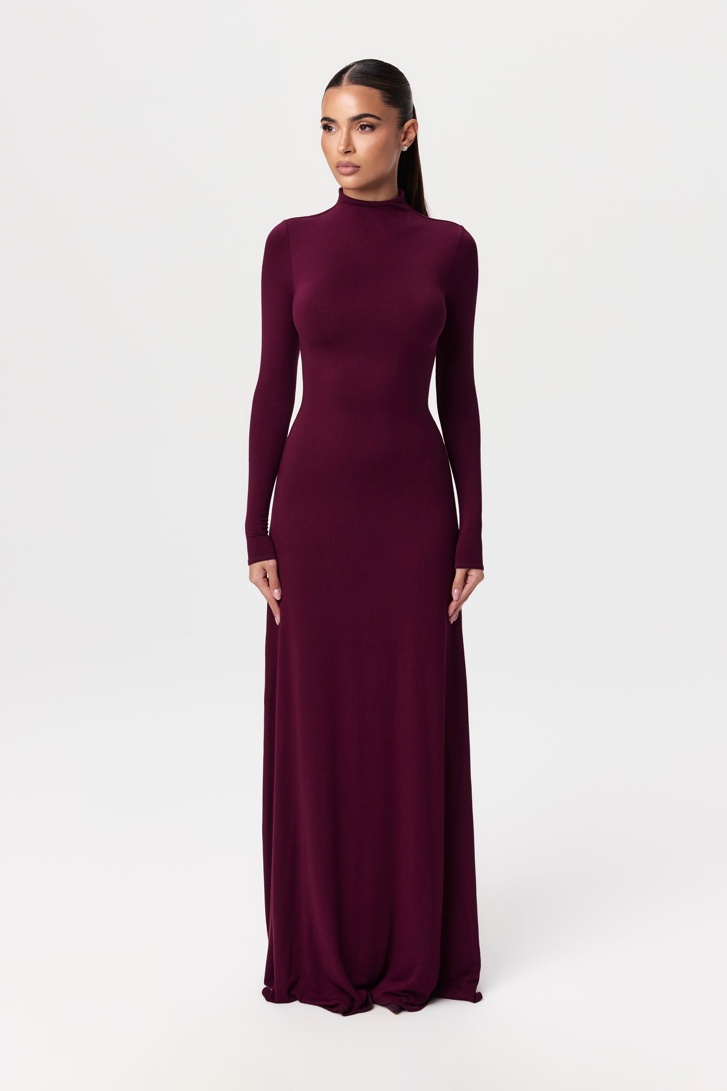 NW Mock Neck Long Sleeve Maxi Dress