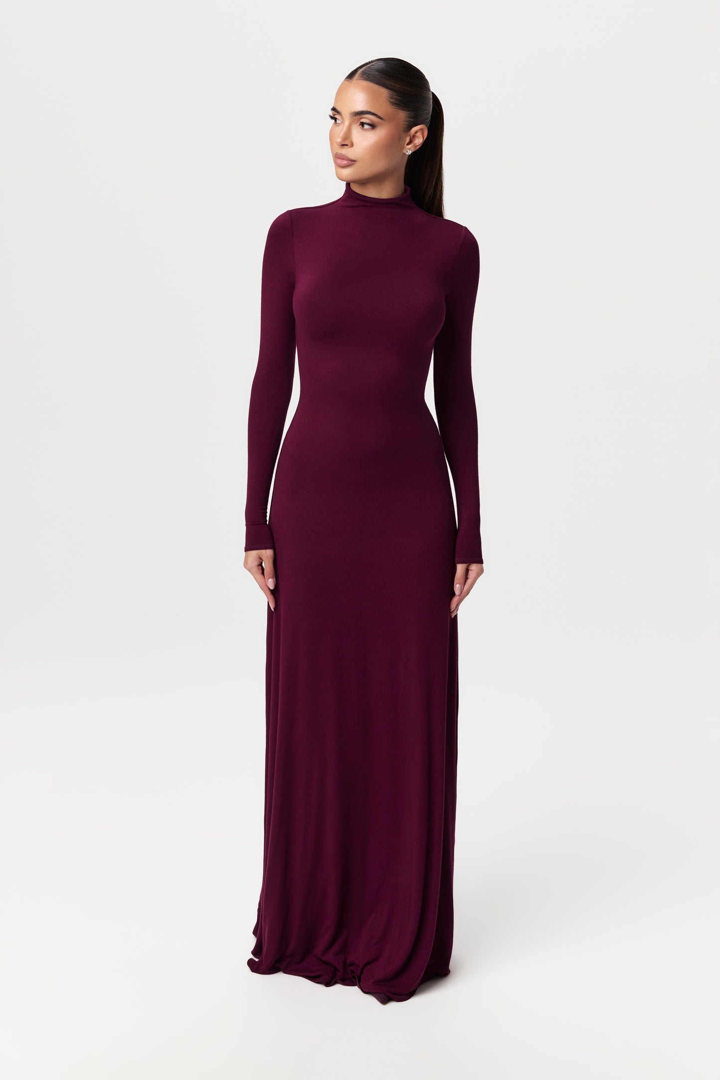 NW Mock Neck Long Sleeve Maxi Dress