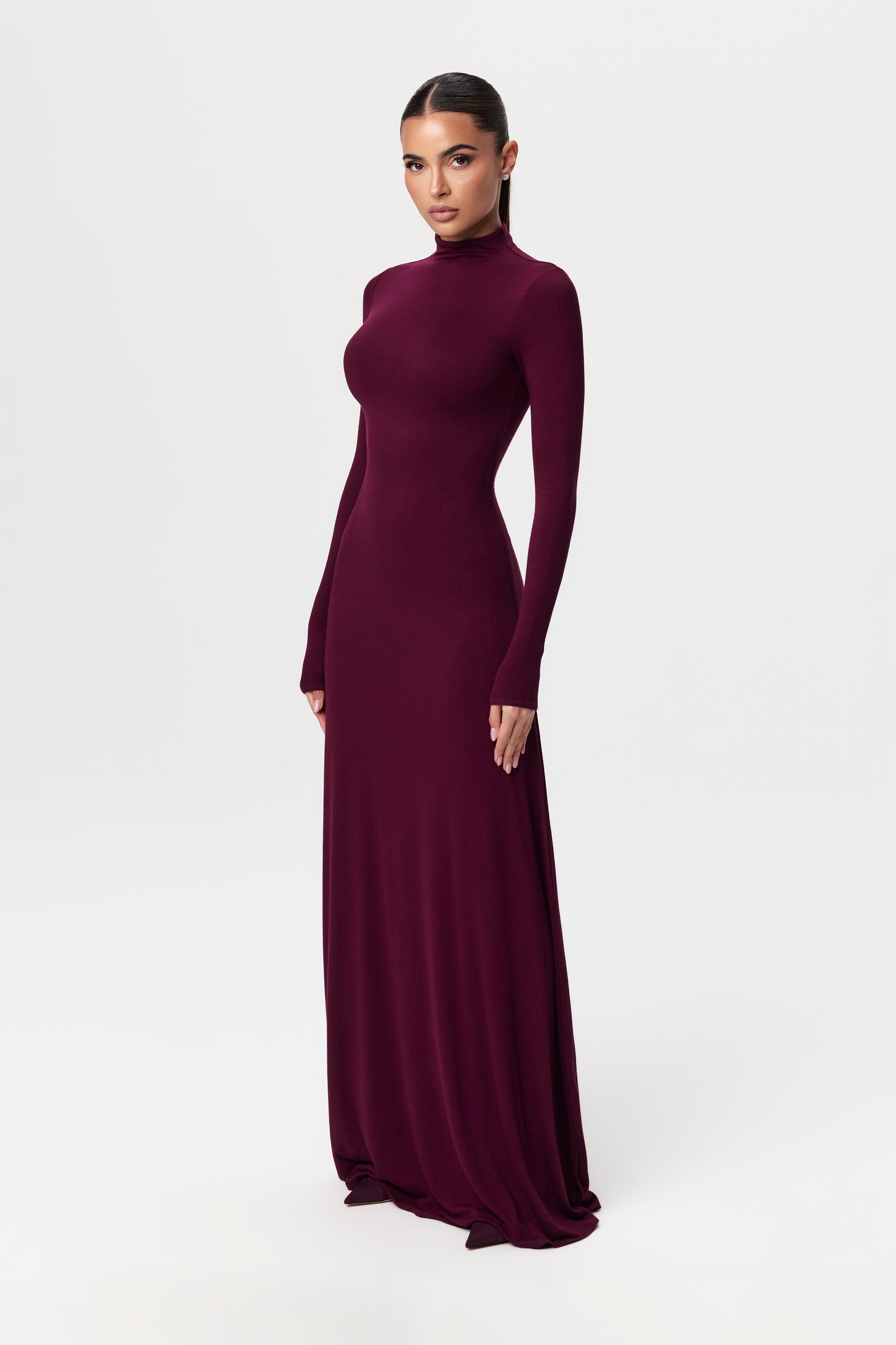 NW Mock Neck Long Sleeve Maxi Dress