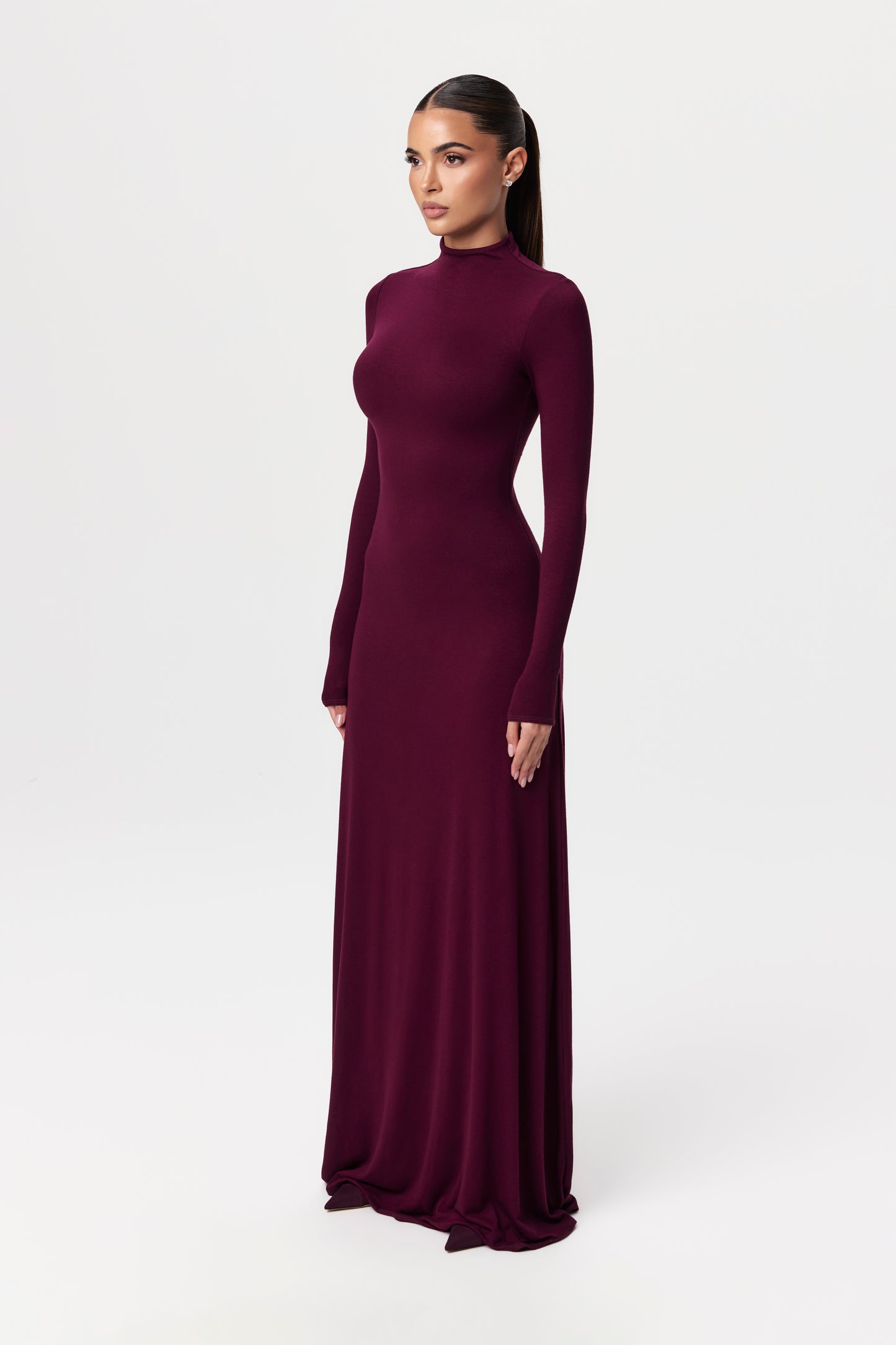 NW Mock Neck Long Sleeve Maxi Dress