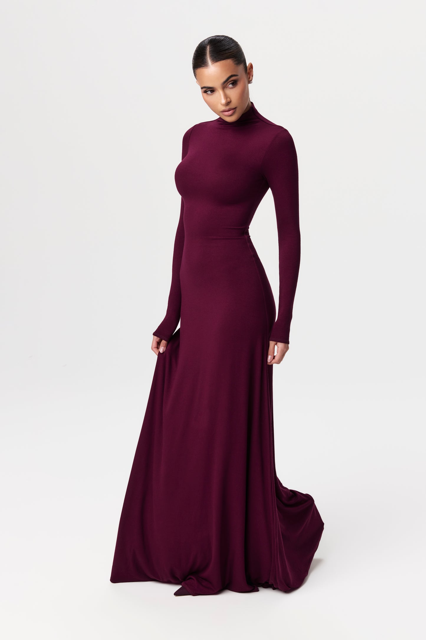 NW Mock Neck Long Sleeve Maxi Dress