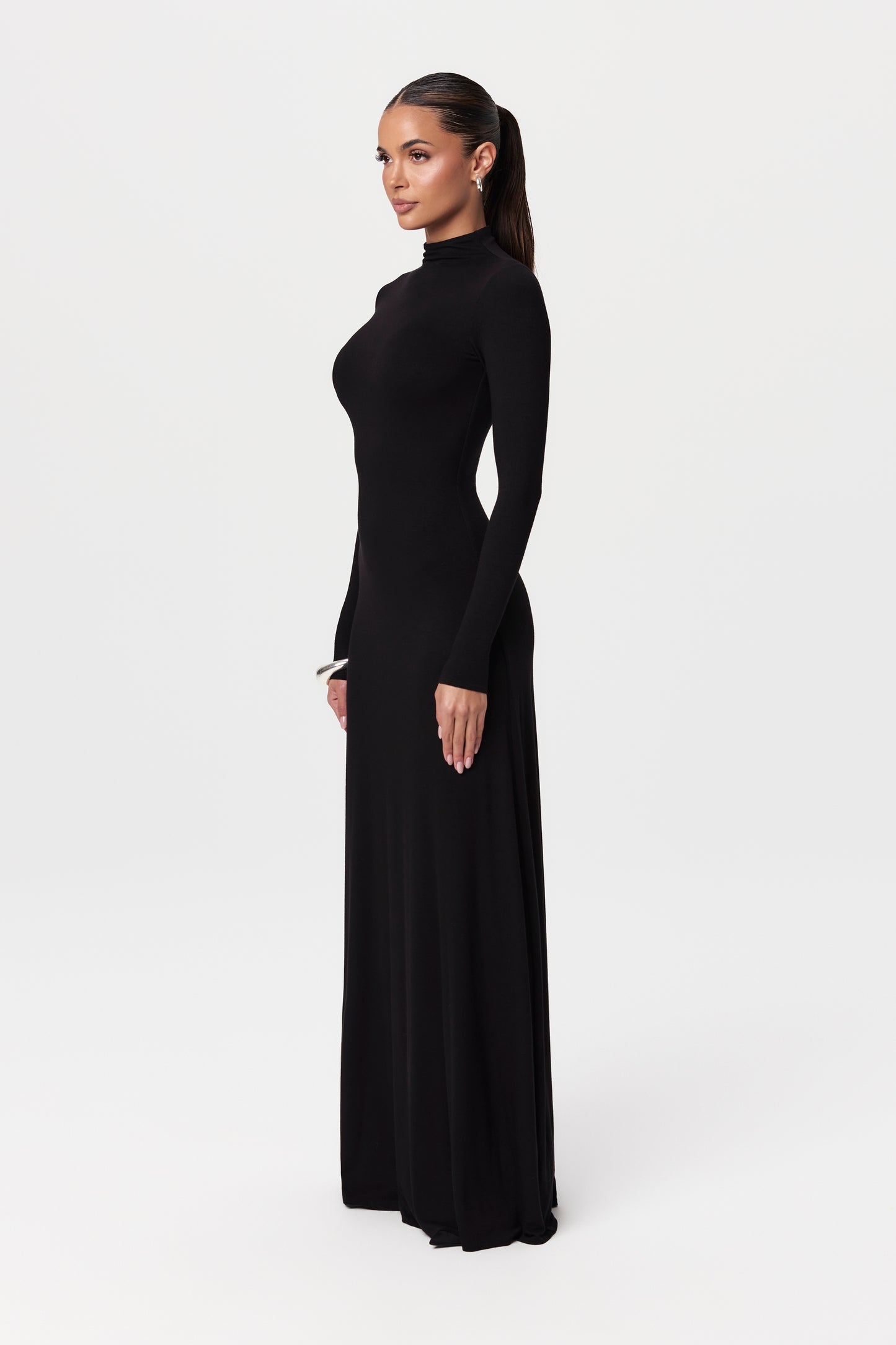 NW Mock Neck Long Sleeve Maxi Dress