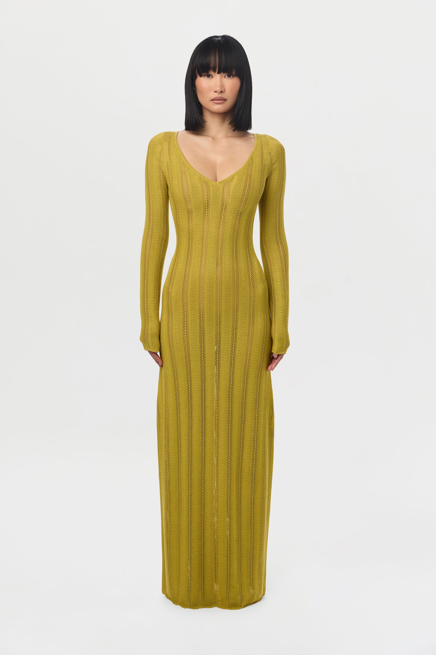 Knit V-Neck Maxi Dress