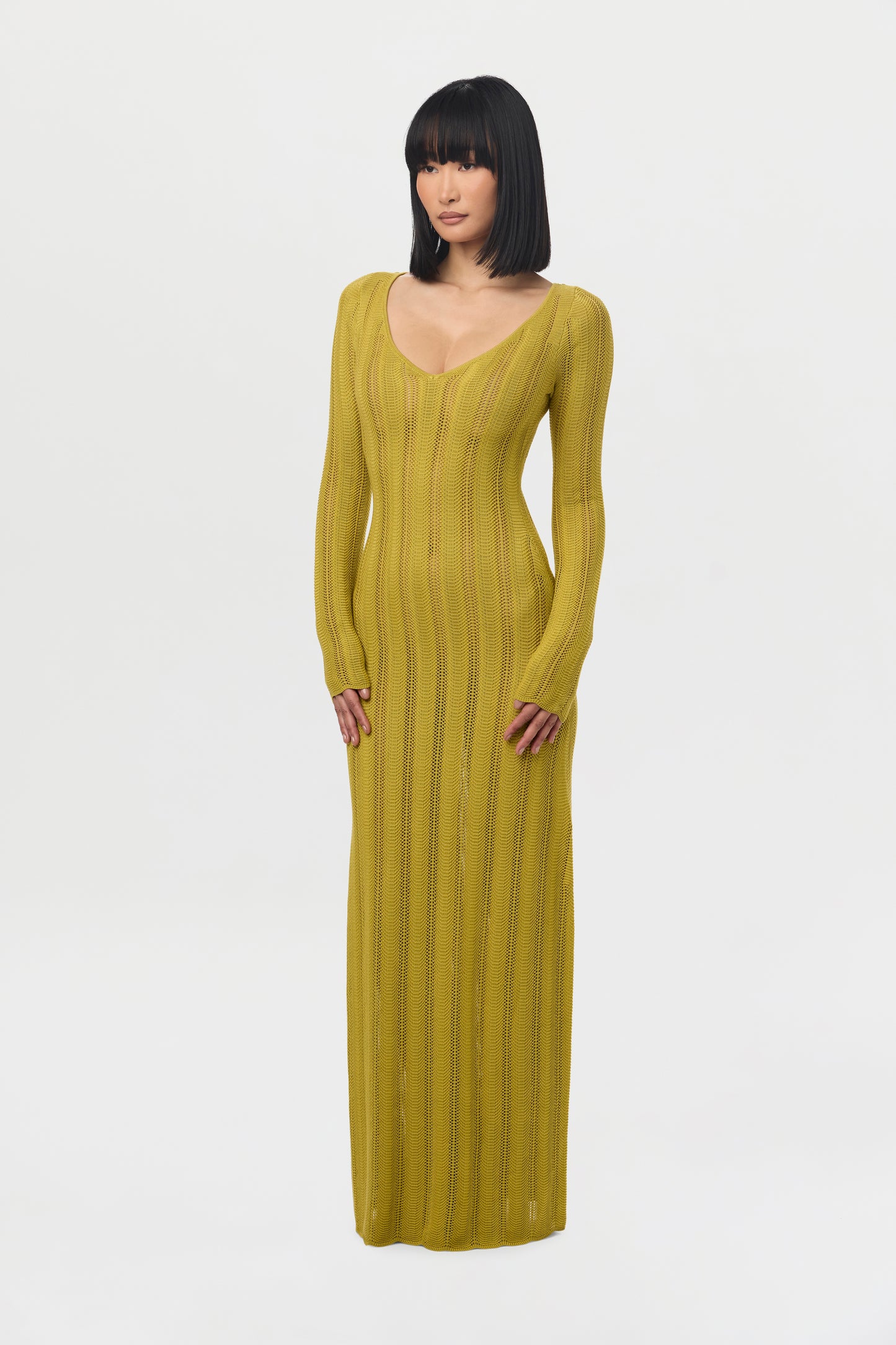 Knit V-Neck Maxi Dress