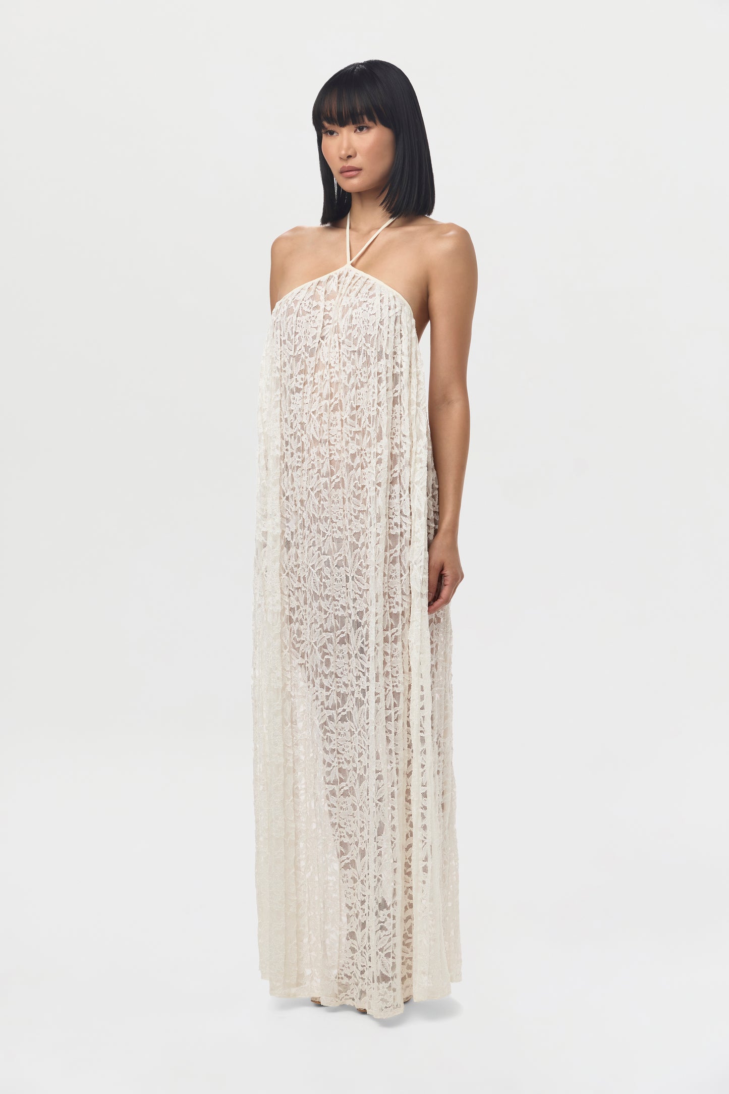 Lace Halter Open Back Dress