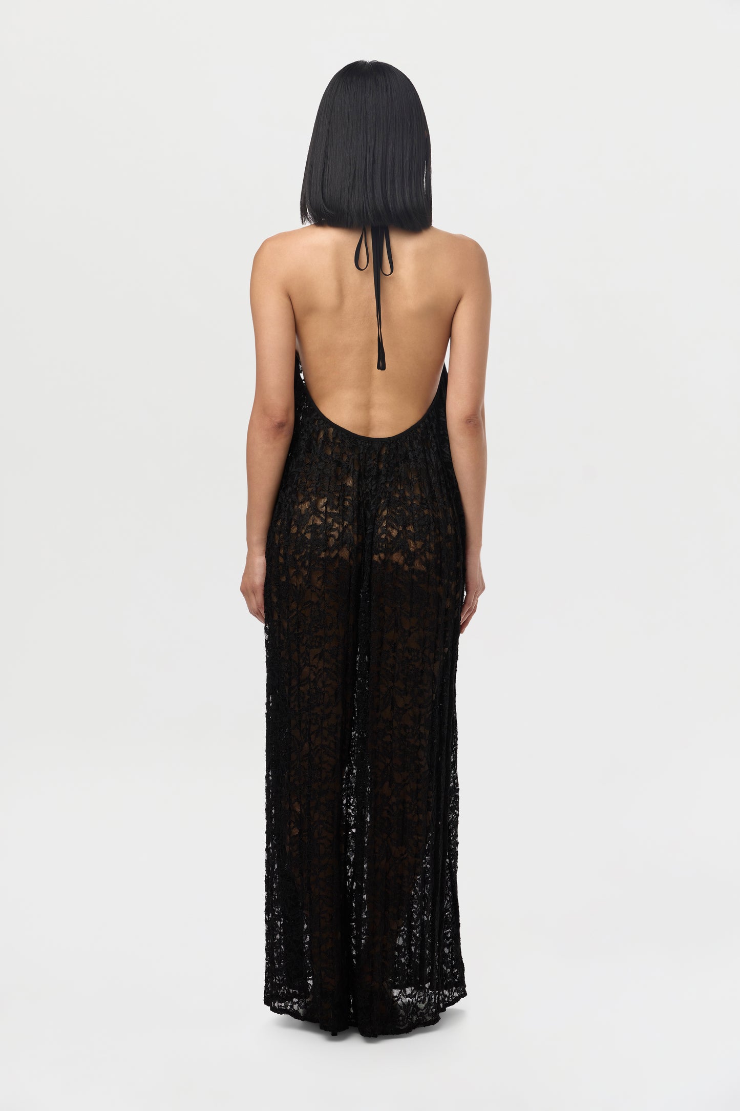 Lace Halter Open Back Dress