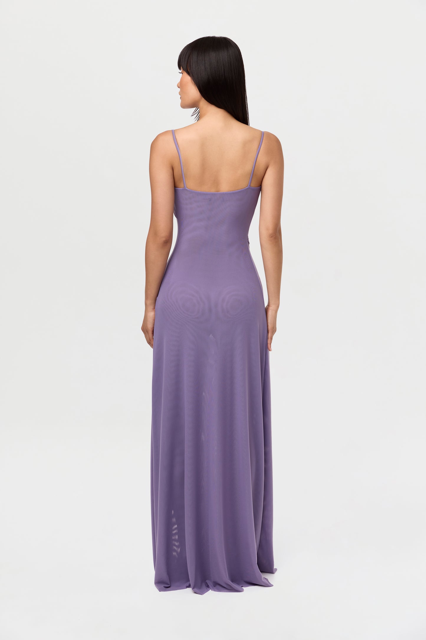 Mesh Draped Overlay Maxi Dress