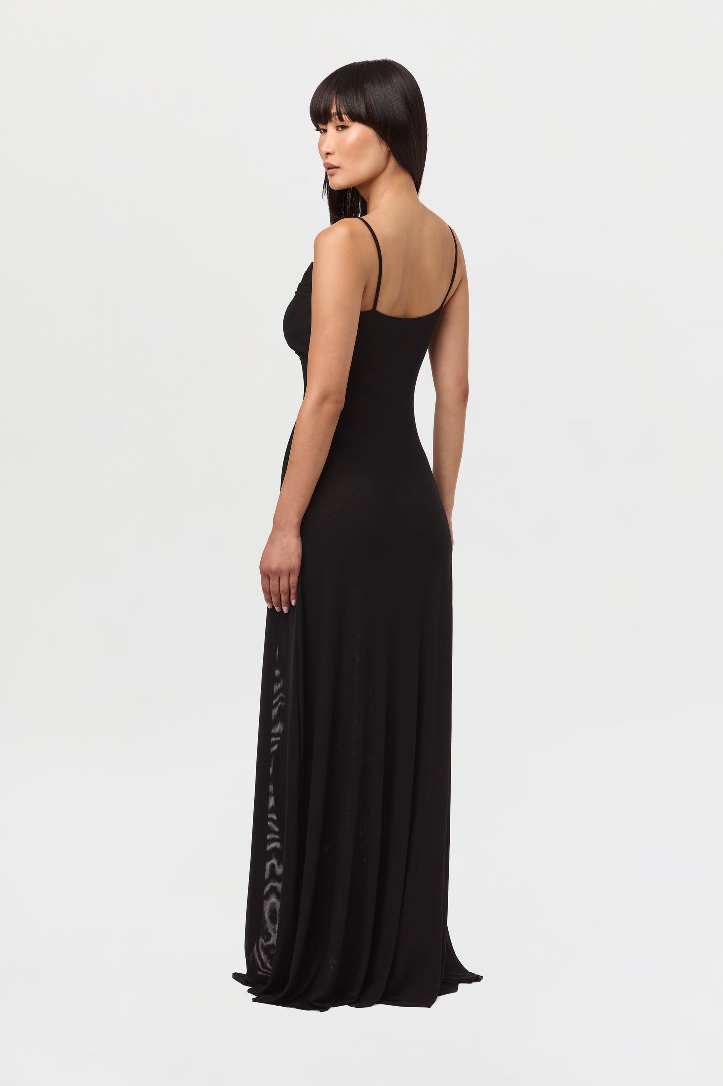 Mesh Draped Overlay Maxi Dress