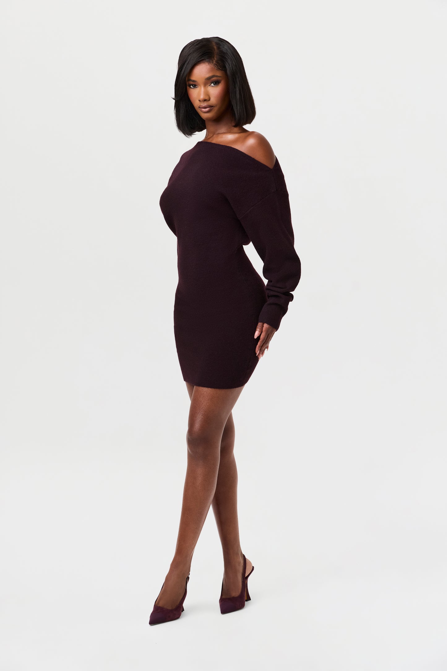 Knit Off-Shoulder Mini Dress
