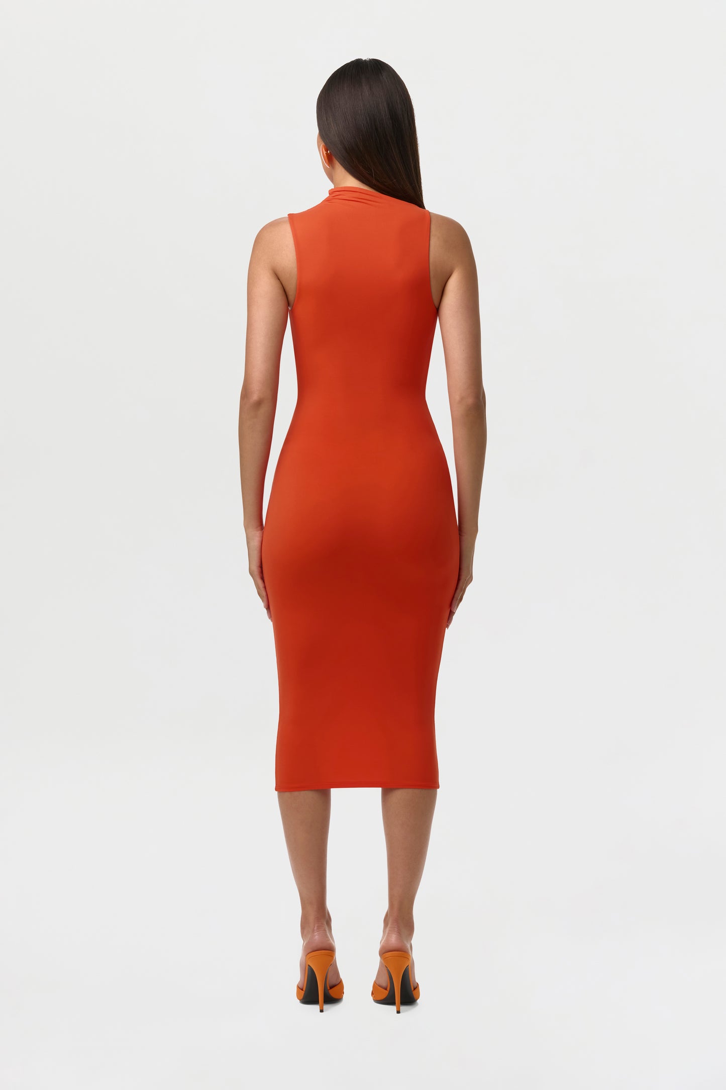 Tangerine Naked Sleeveless Midi Dress