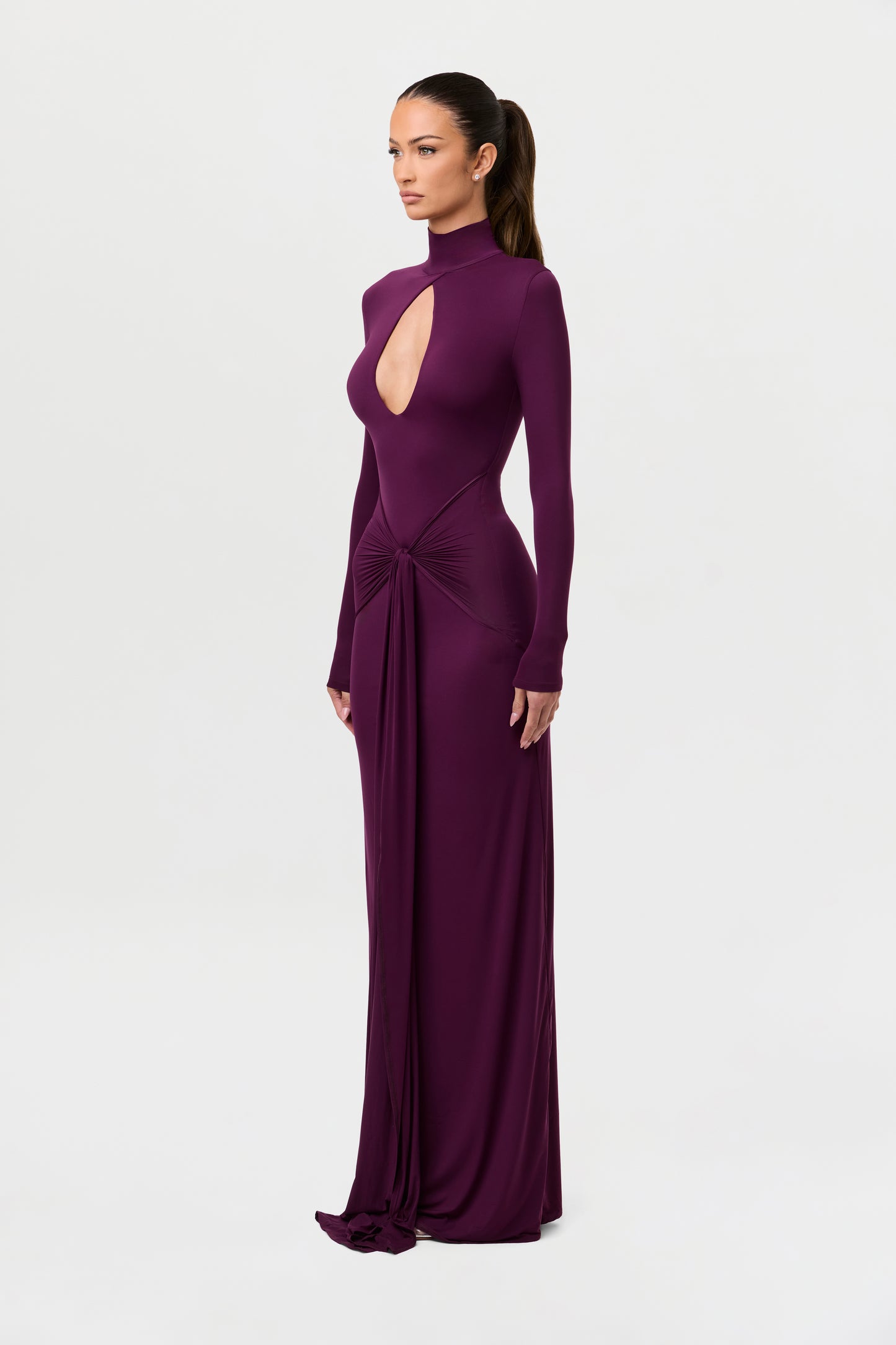 Naked Keyhole Drape Tie Dress