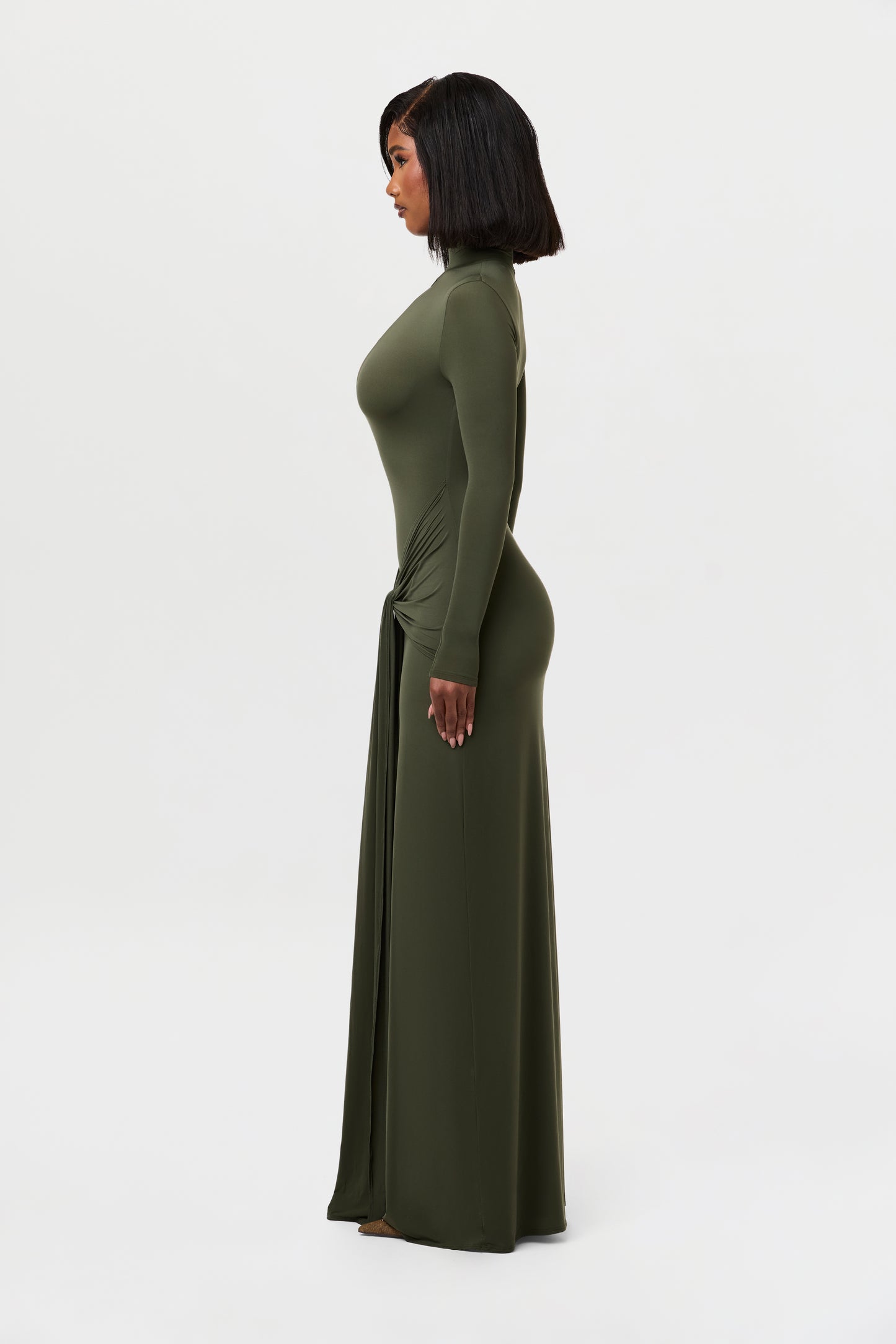 Naked Keyhole Drape Tie Dress