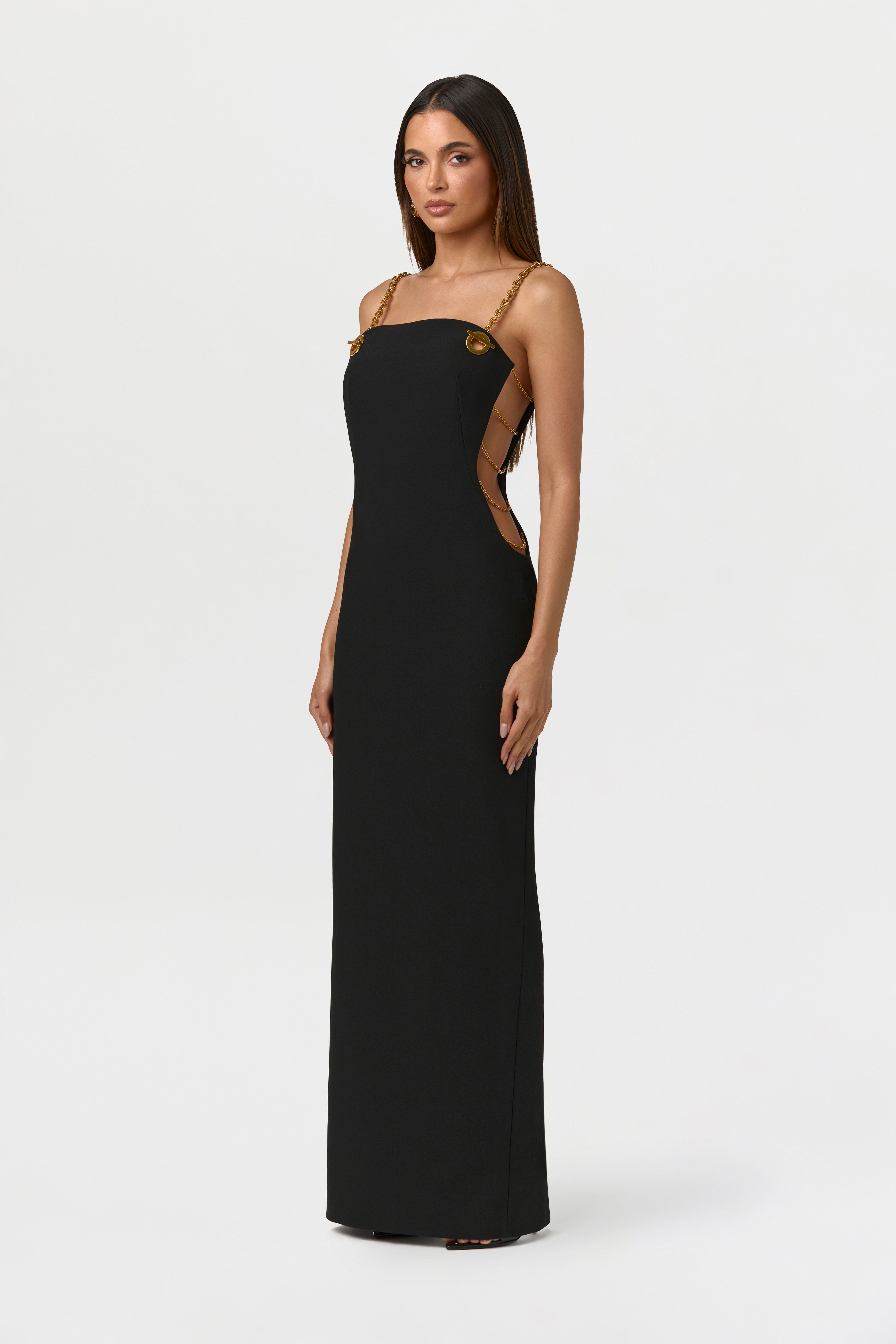 Suiting Chain Cutout Maxi Dress