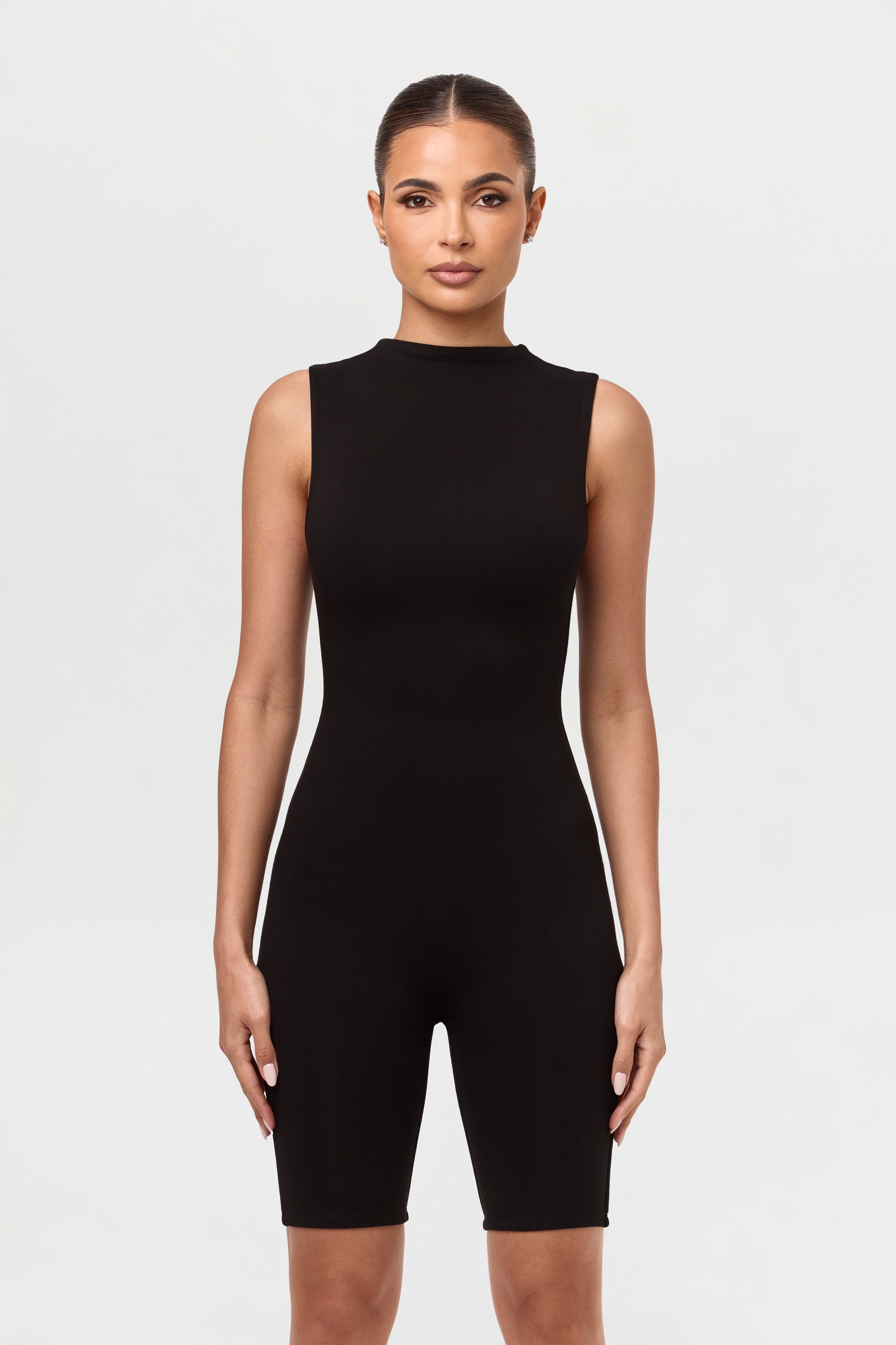 Women's Romper Sleeveless Mock Neckline NW by Naked Wardrobe, Black / M Women's Romper Sleeveless Mock Neckline NW by Naked Wardrobe, Black / M