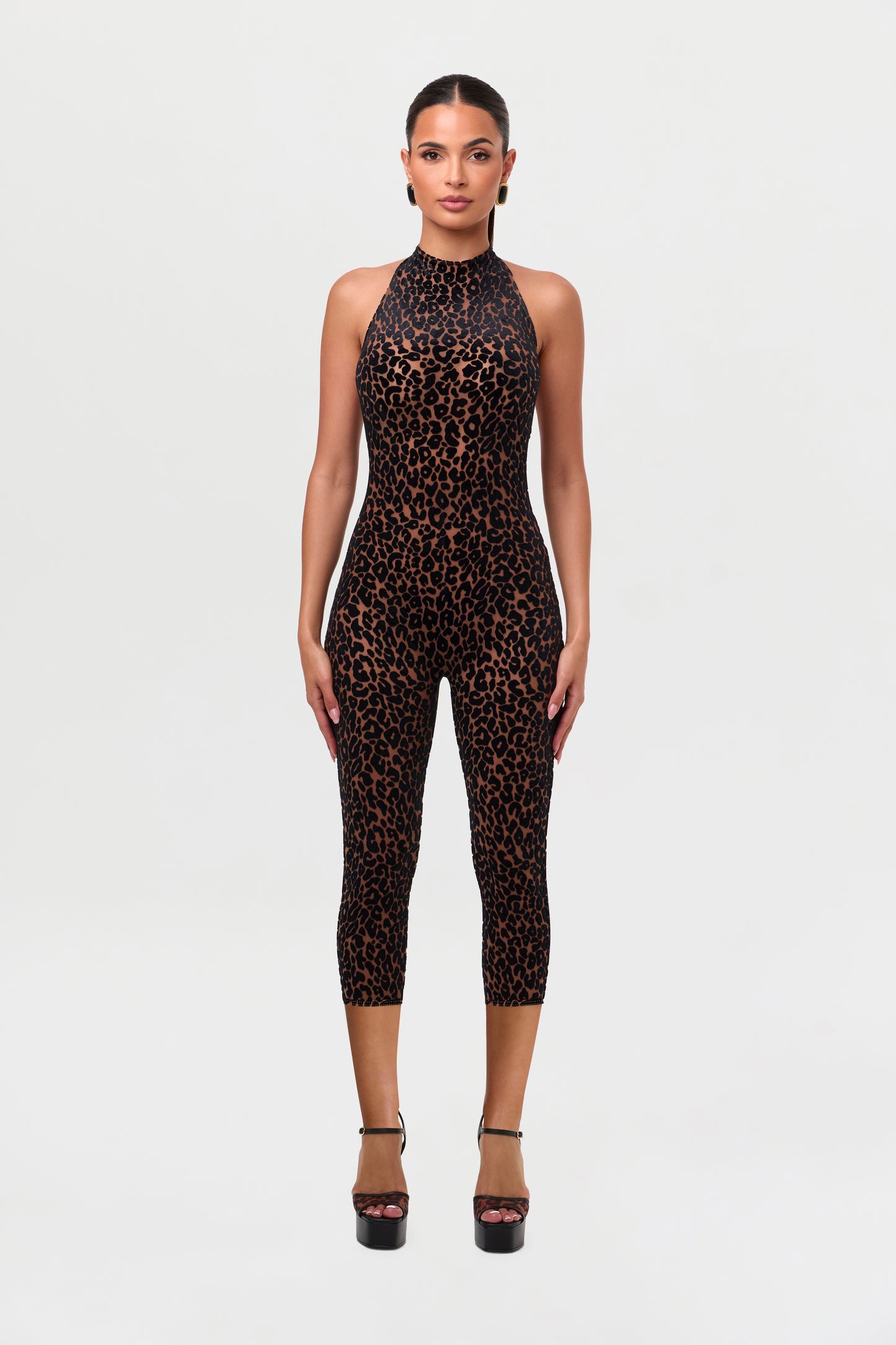 Burnout Halter Capri Jumpsuit