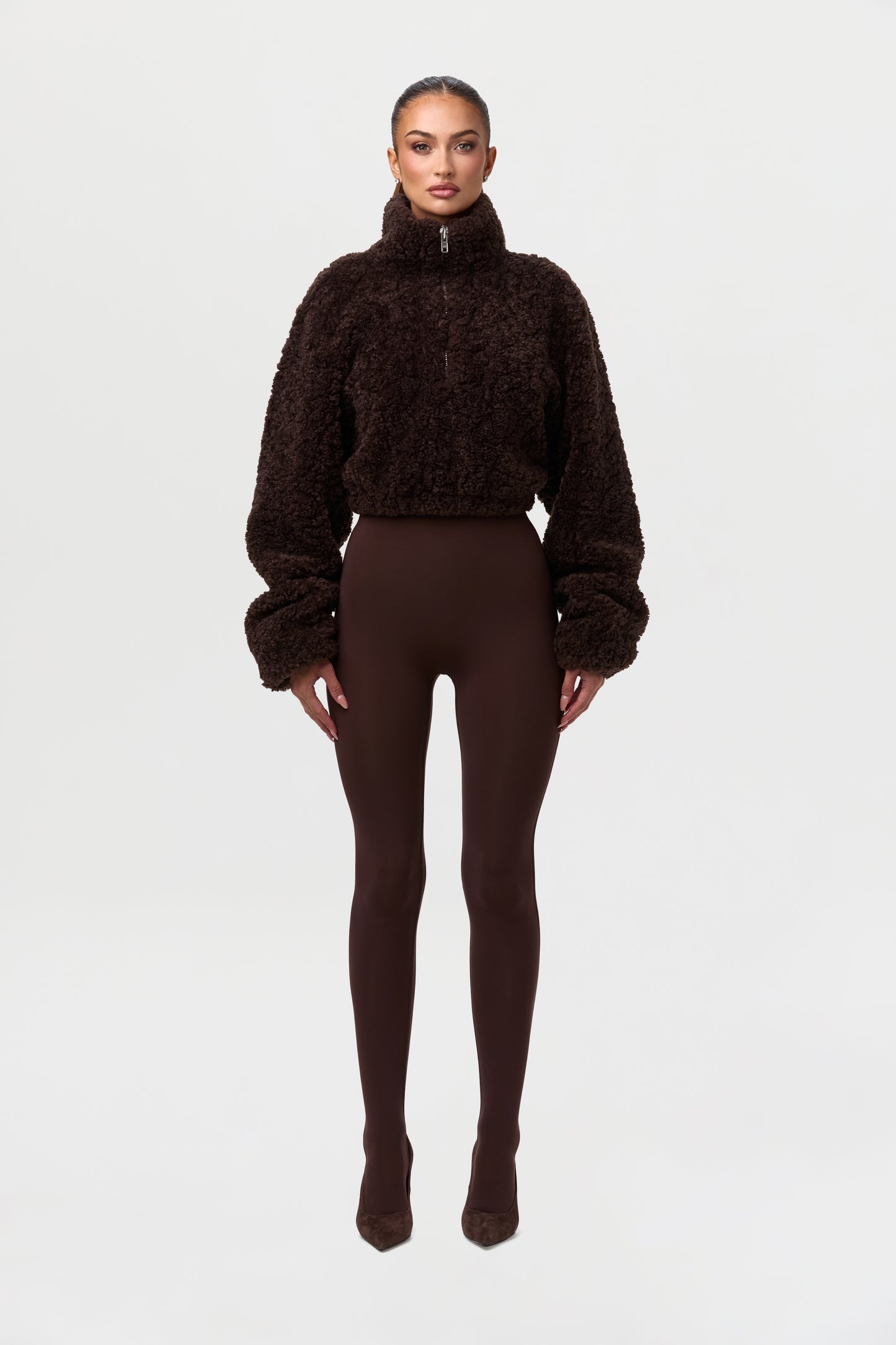 Sherpa Quarter-Zip Cropped Sweater