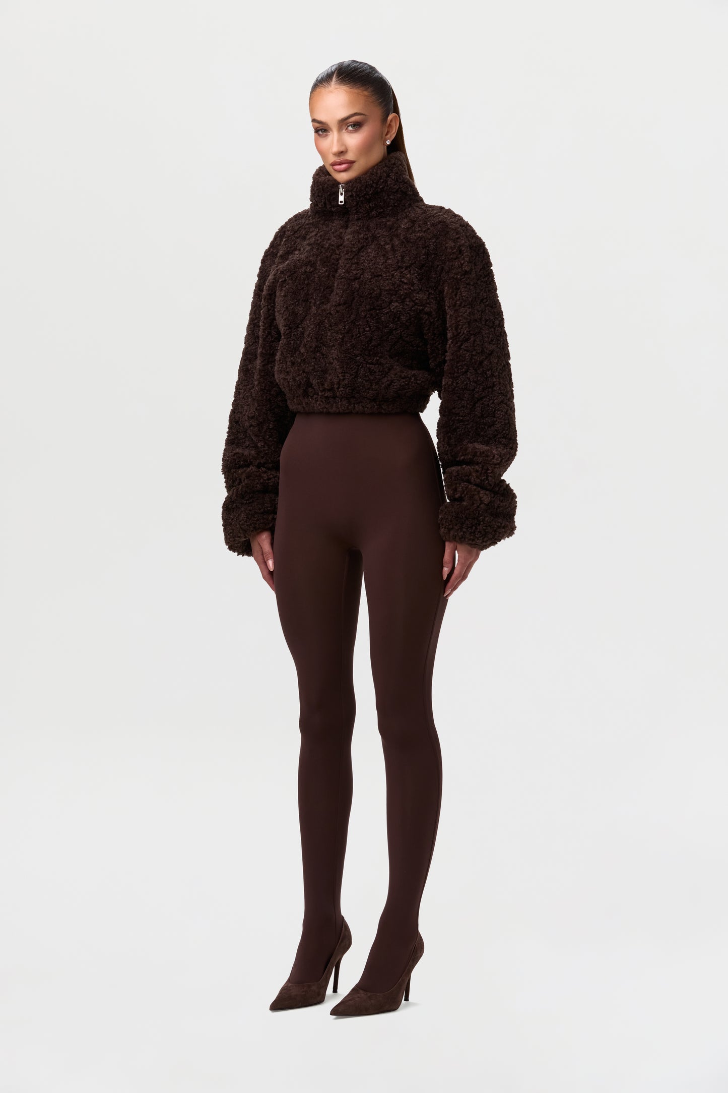 Sherpa Quarter-Zip Cropped Sweater