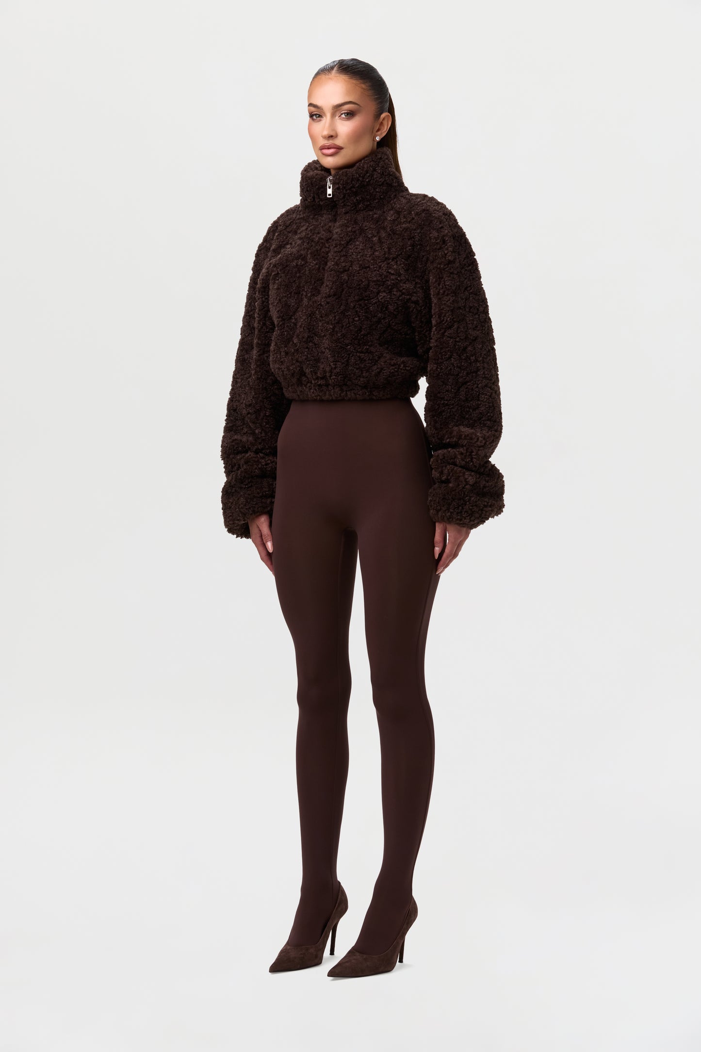 Sherpa Quarter-Zip Cropped Sweater