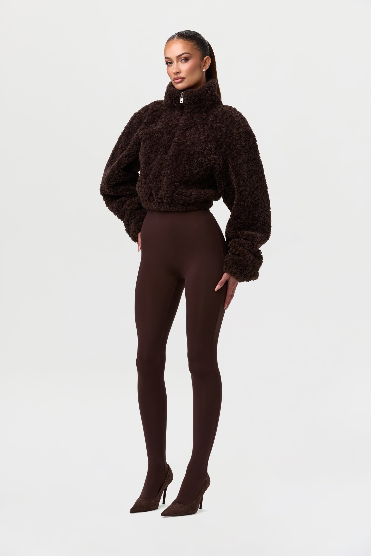 Sherpa Quarter-Zip Cropped Sweater